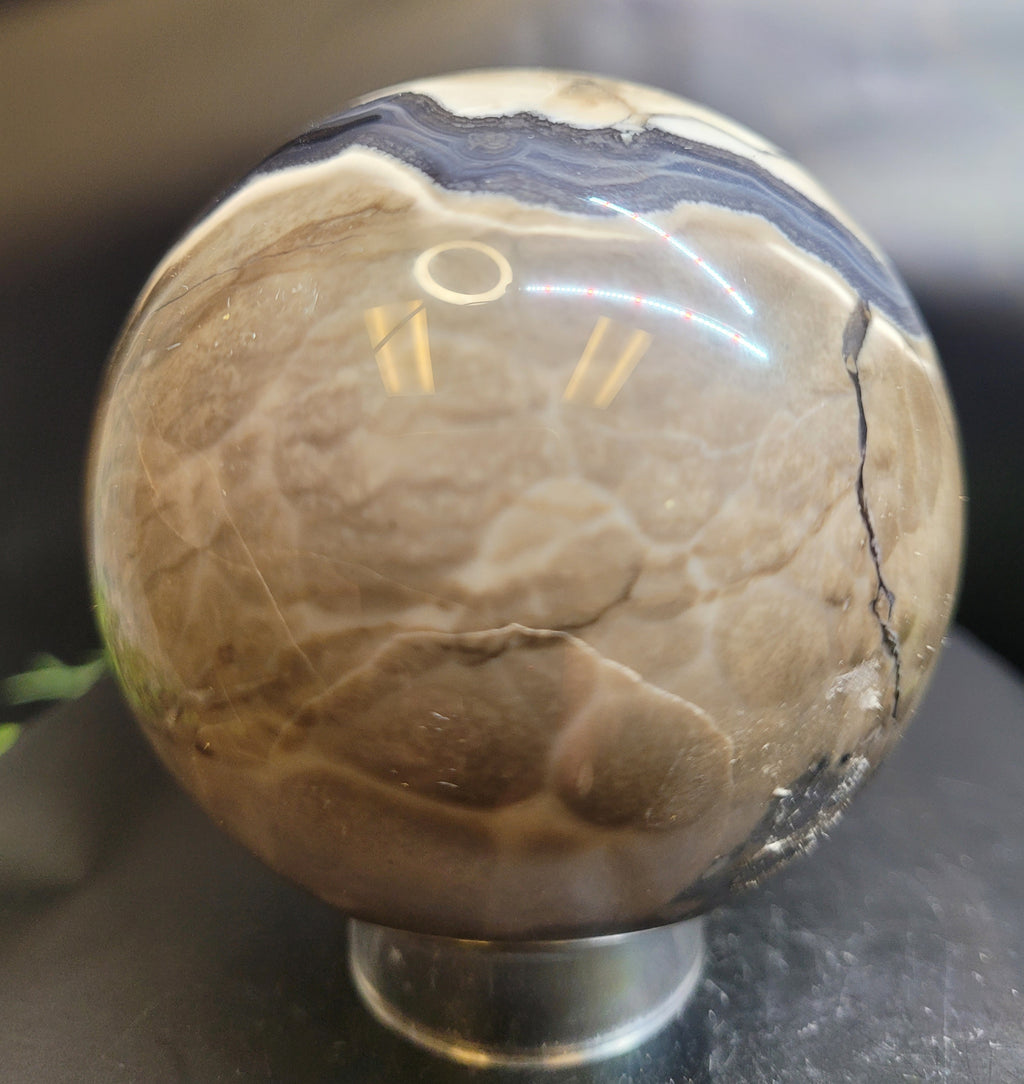 Volcano Agate Sphere | UV Reactive Banded Agate Crystal Sphere