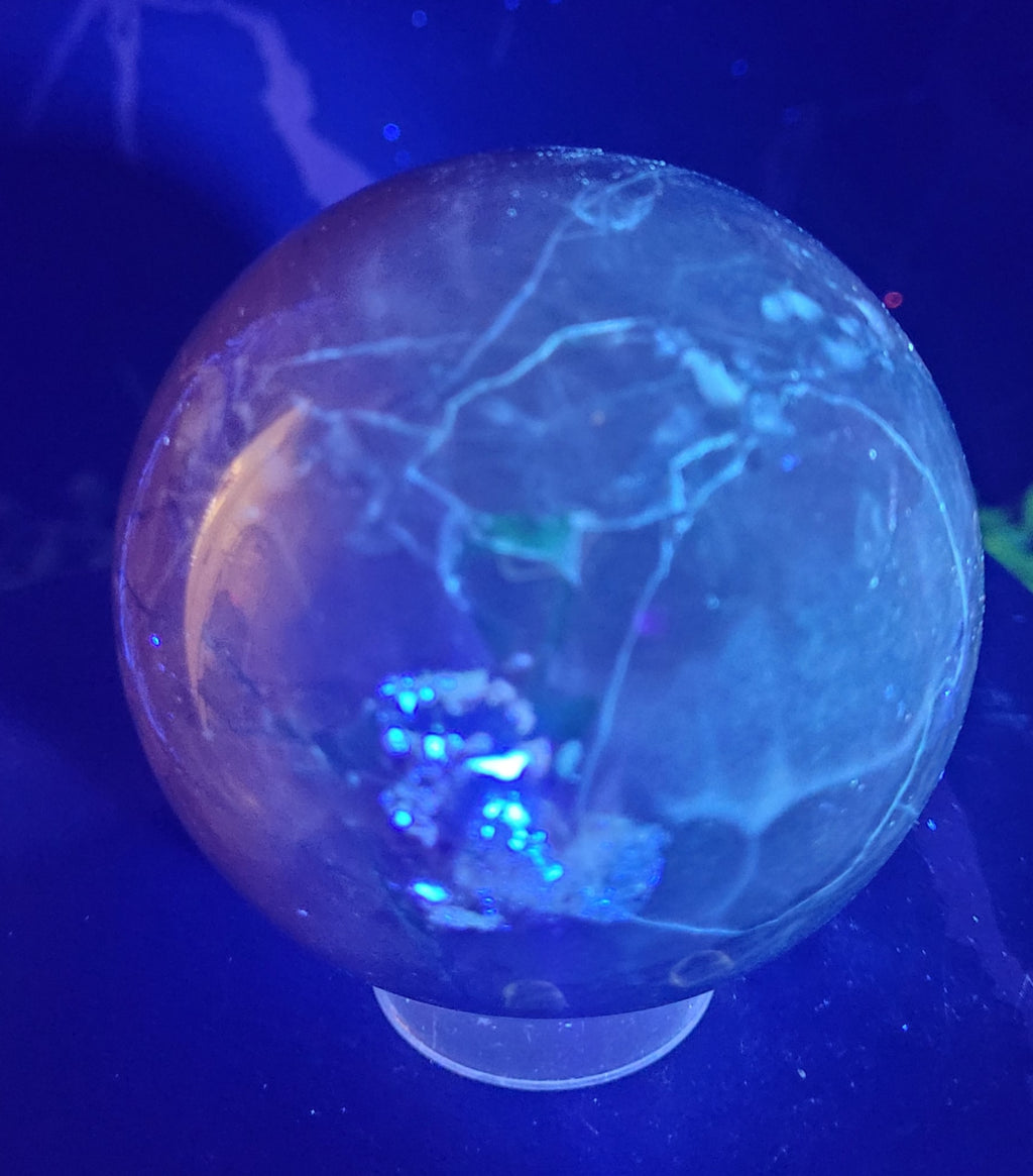 Volcano Agate Sphere | UV Reactive Banded Agate Crystal Sphere