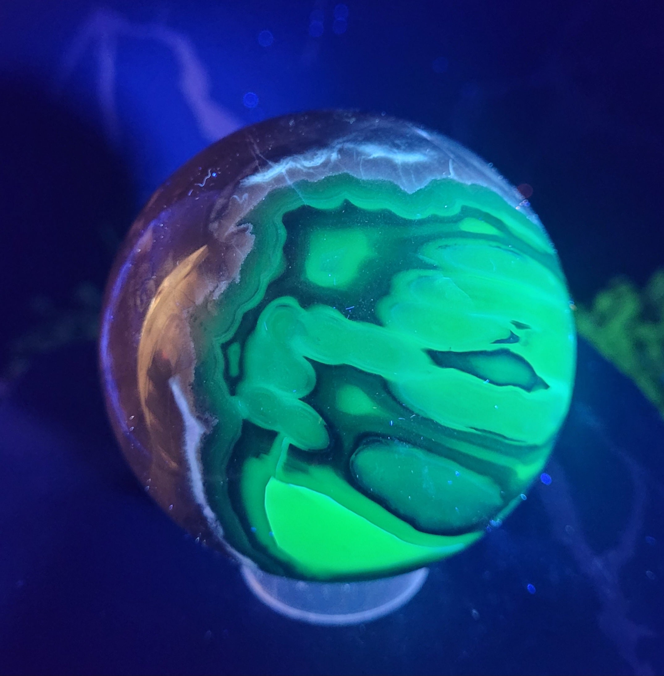 Volcano Agate Sphere | UV Reactive Banded Agate Crystal Sphere