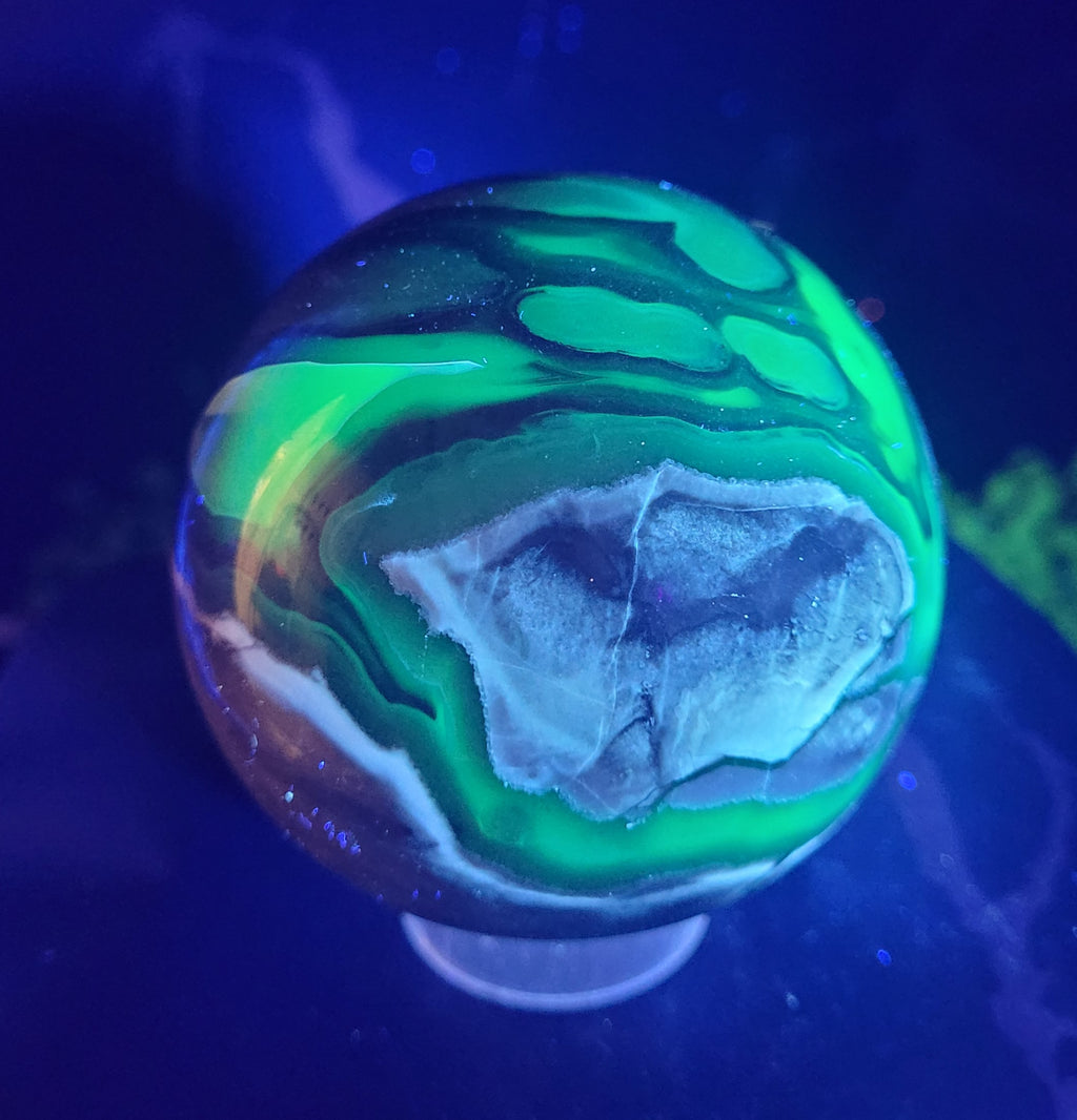 Volcano Agate Sphere | UV Reactive Banded Agate Crystal Sphere