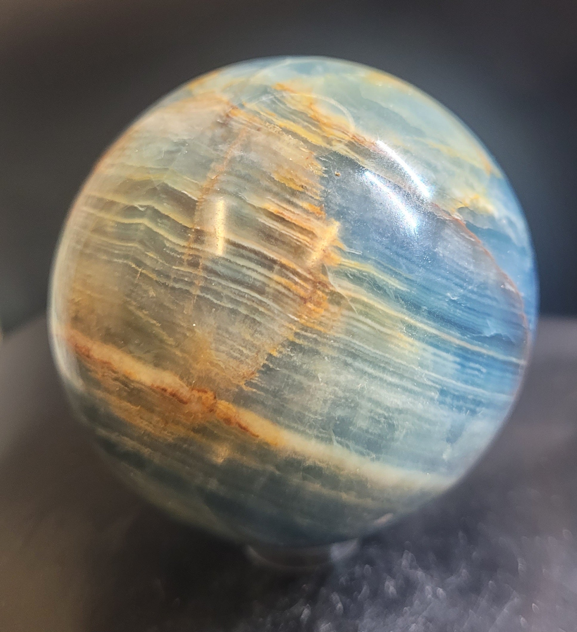 Blue Onyx Sphere | Natural Banded Calcite Crystal Sphere