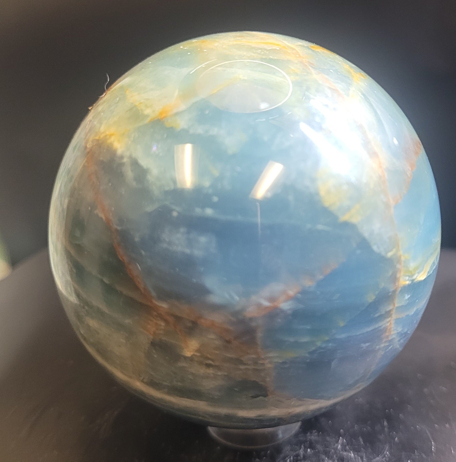 Blue Onyx Sphere | Natural Banded Calcite Crystal Sphere