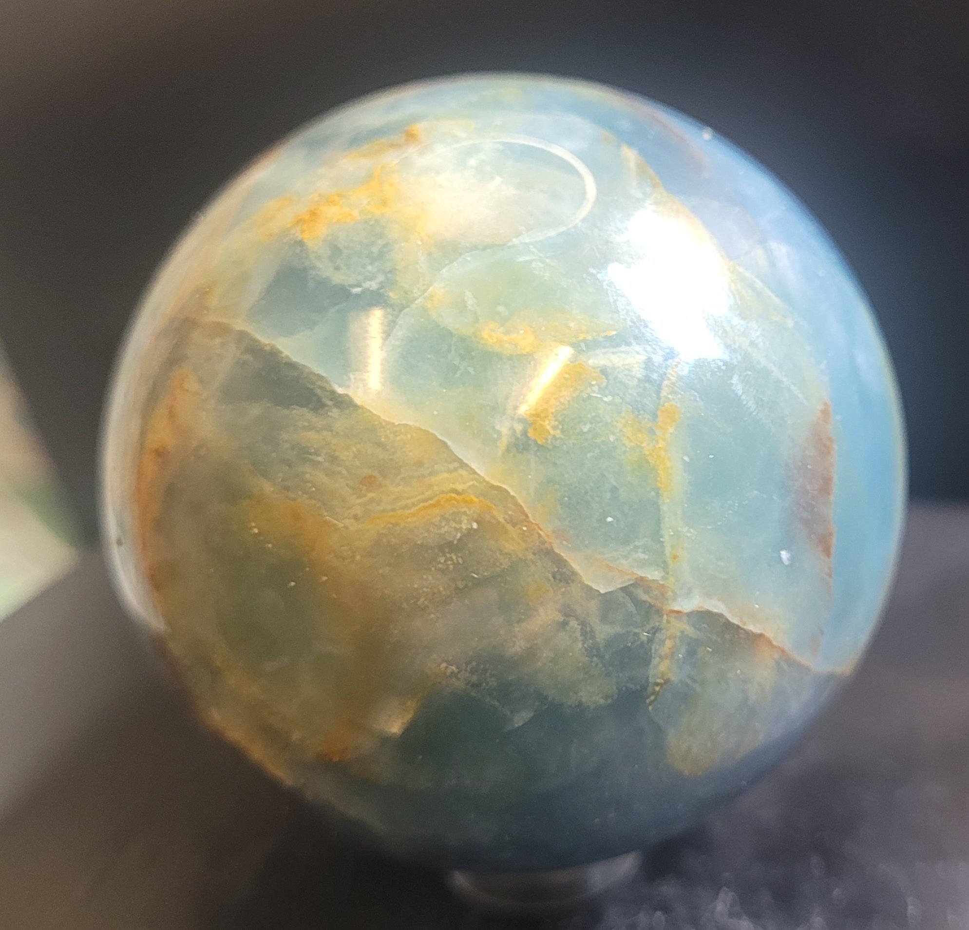 Blue Onyx Sphere | Natural Banded Calcite Crystal Sphere