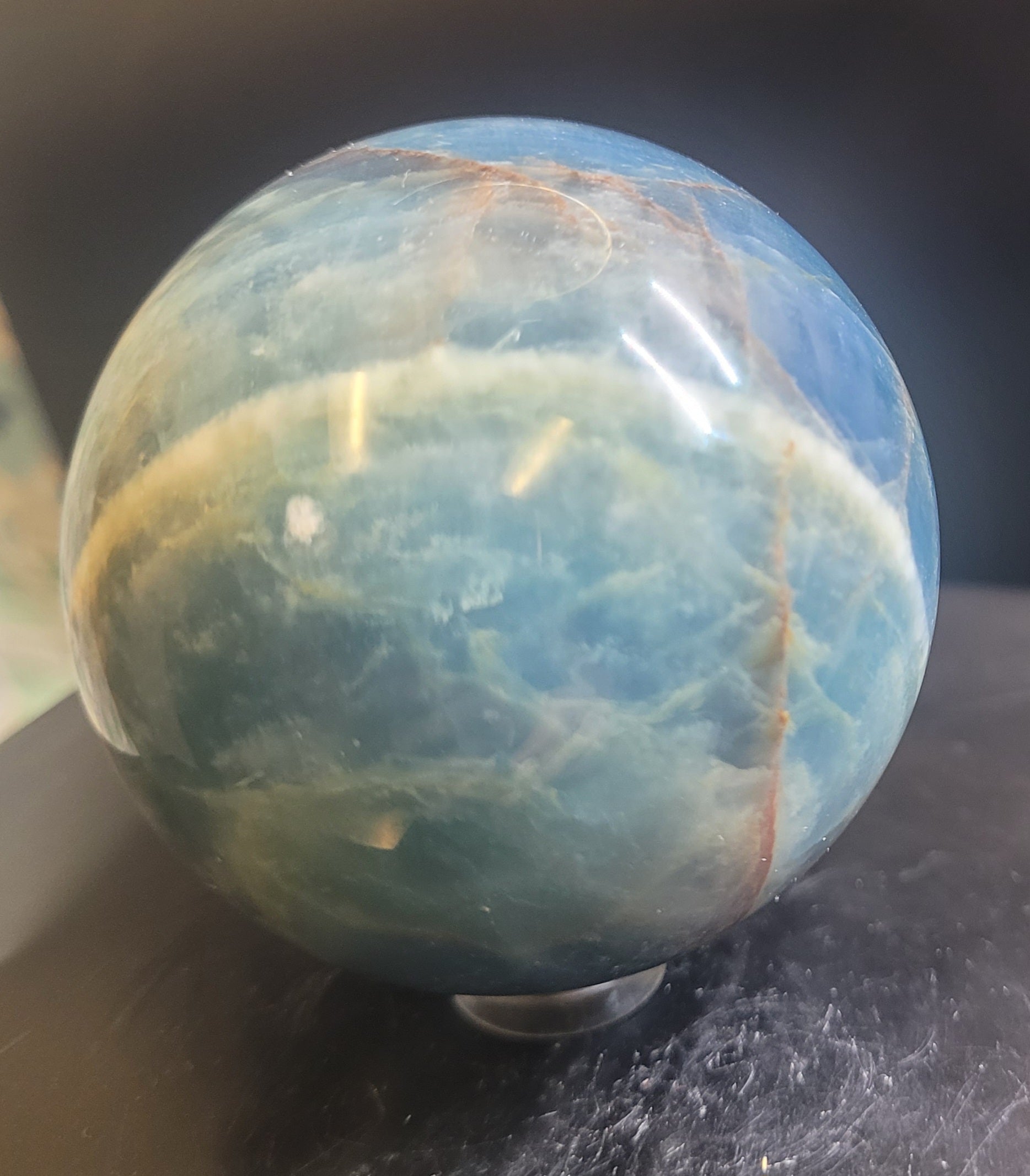 Blue Onyx Sphere | Natural Banded Calcite Crystal Sphere