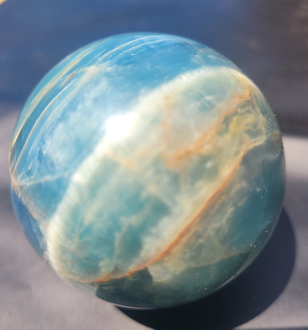 Blue Onyx Sphere | Natural Banded Calcite Crystal Sphere