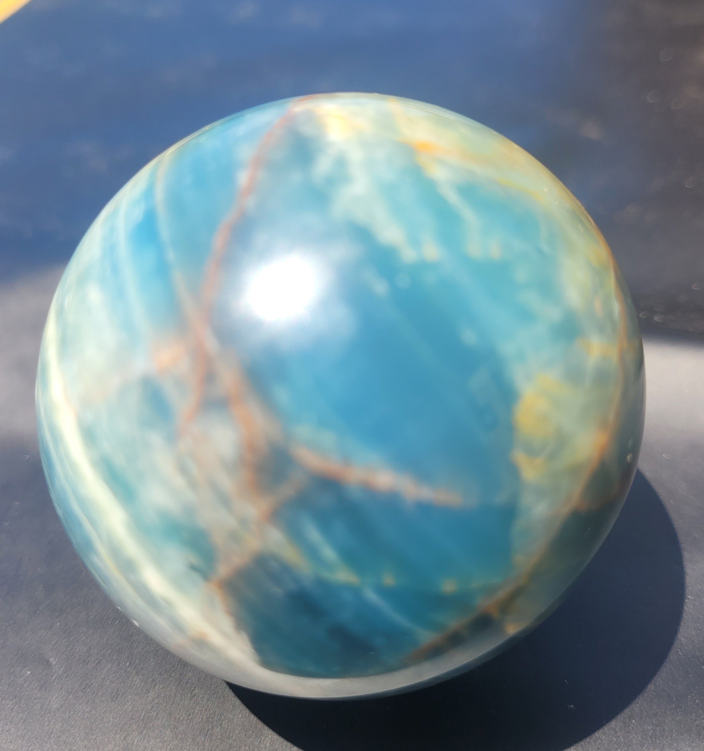 Blue Onyx Sphere | Natural Banded Calcite Crystal Sphere