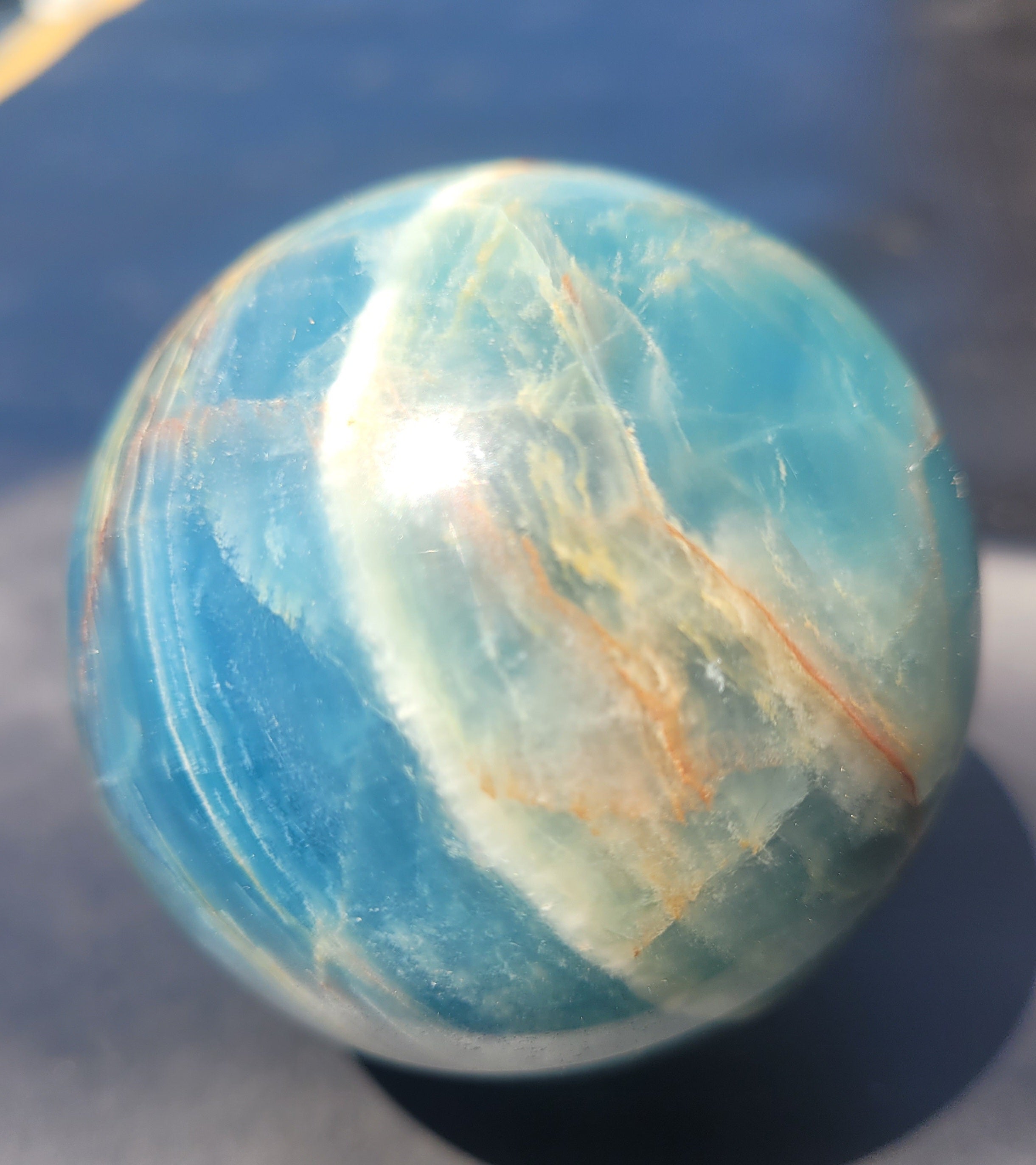 Blue Onyx Sphere | Natural Banded Calcite Crystal Sphere