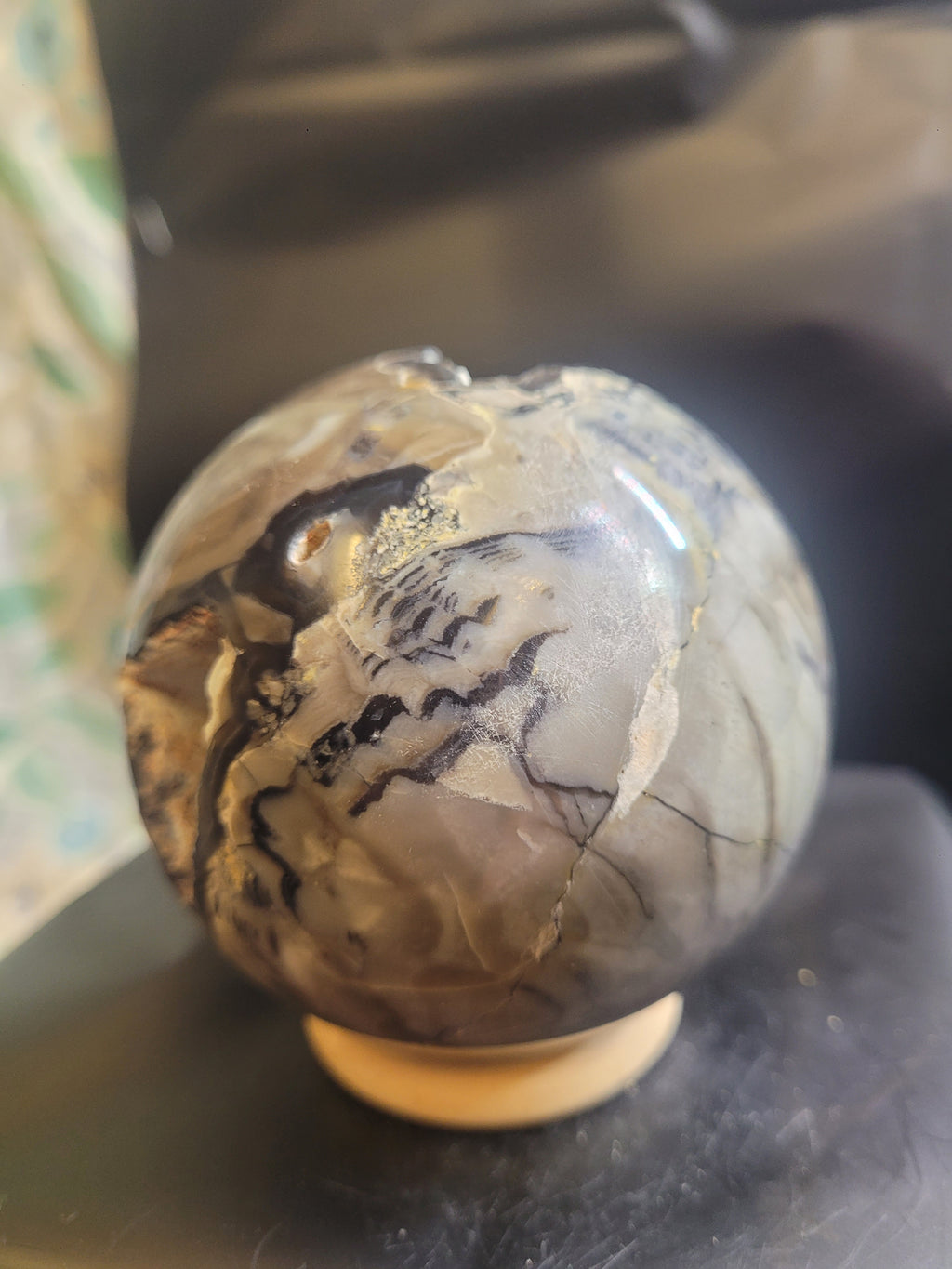 Volcano Agate UV Reactive Sphere | Natural Geode Crystal Sphere