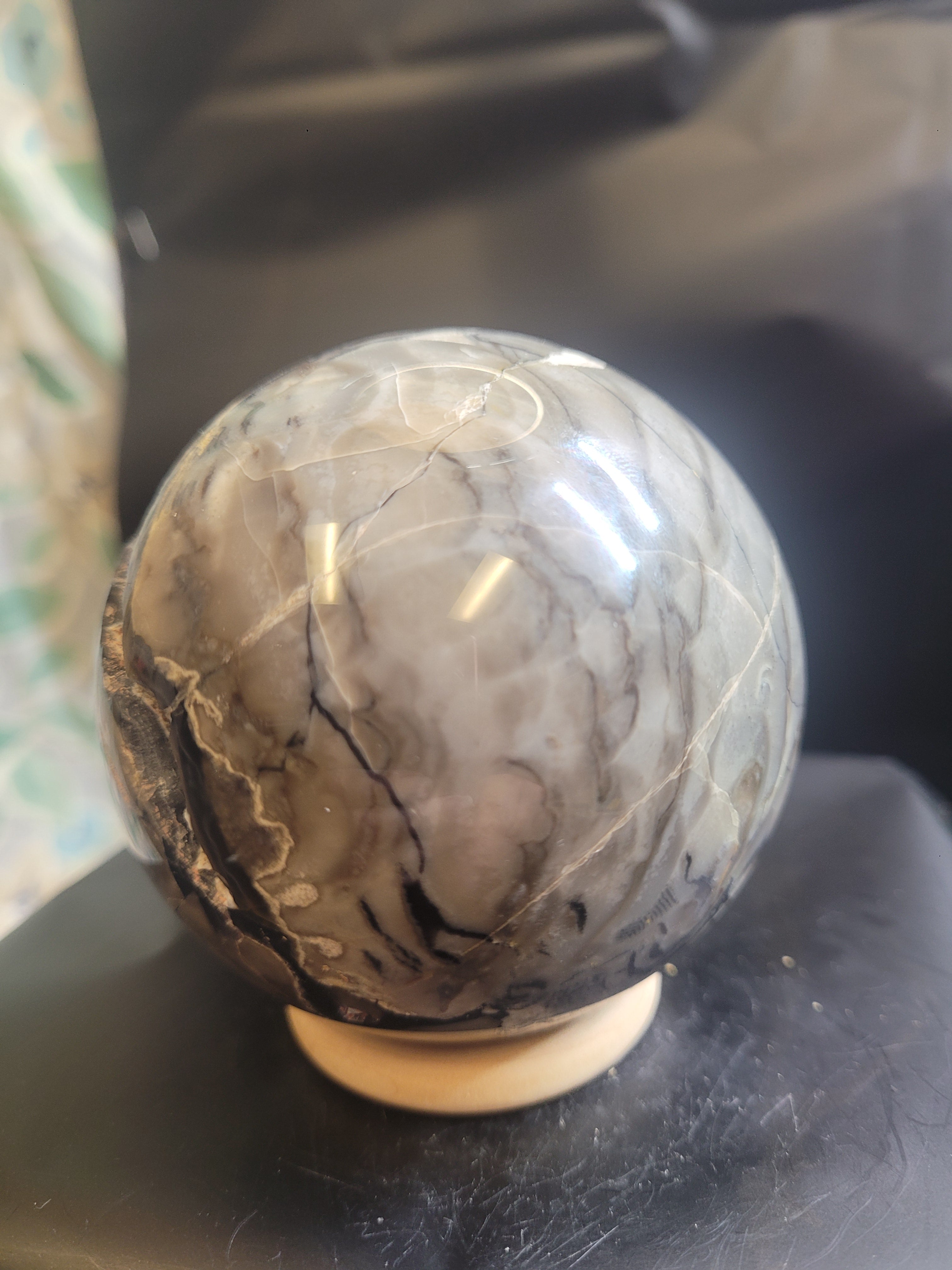 Volcano Agate UV Reactive Sphere | Natural Geode Crystal Sphere