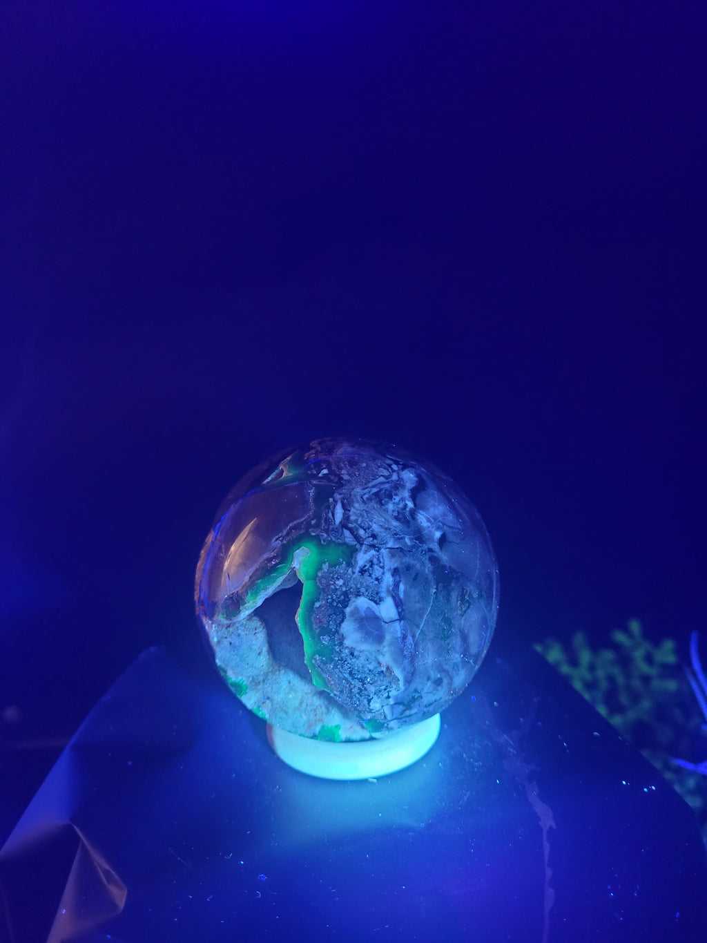 Volcano Agate UV Reactive Sphere | Natural Geode Crystal Sphere