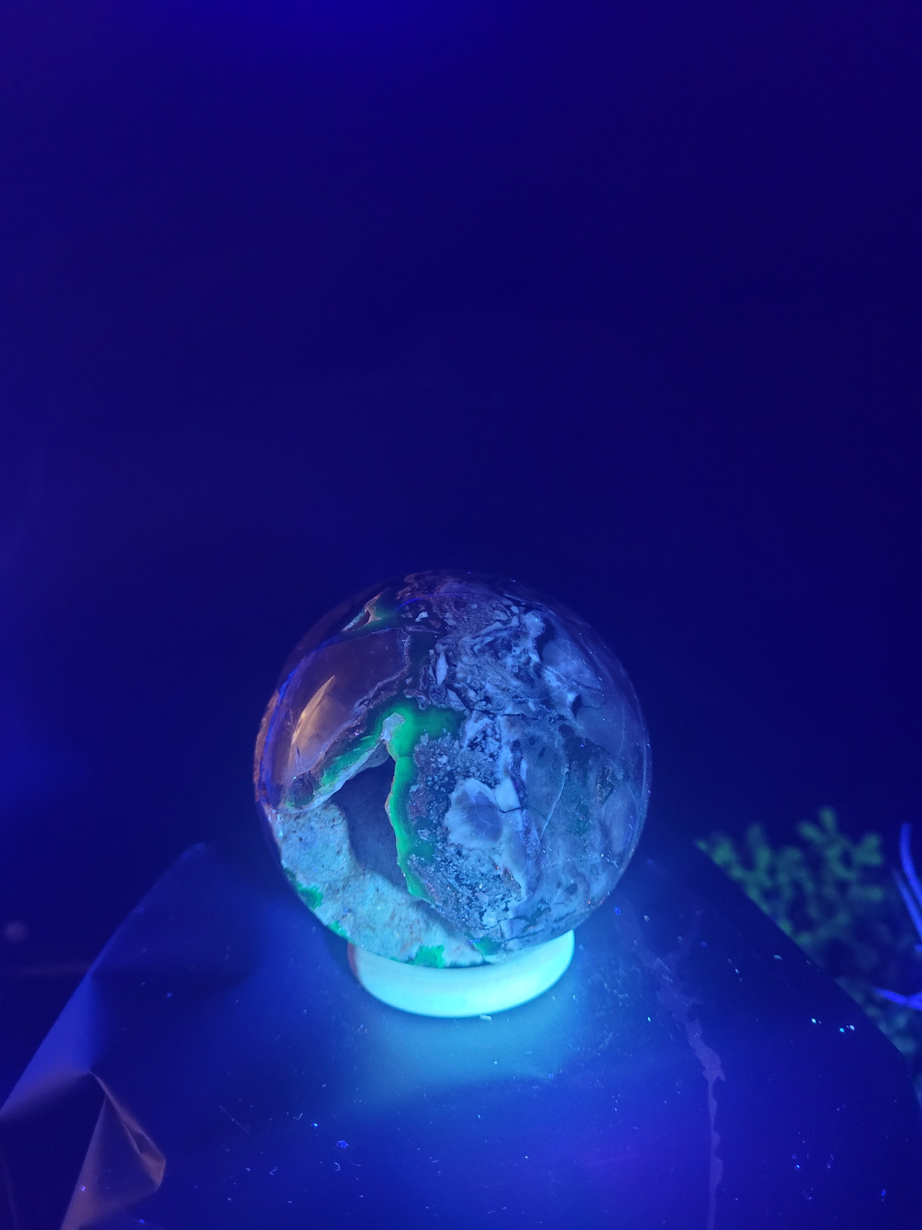 Volcano Agate UV Reactive Sphere | Natural Geode Crystal Sphere