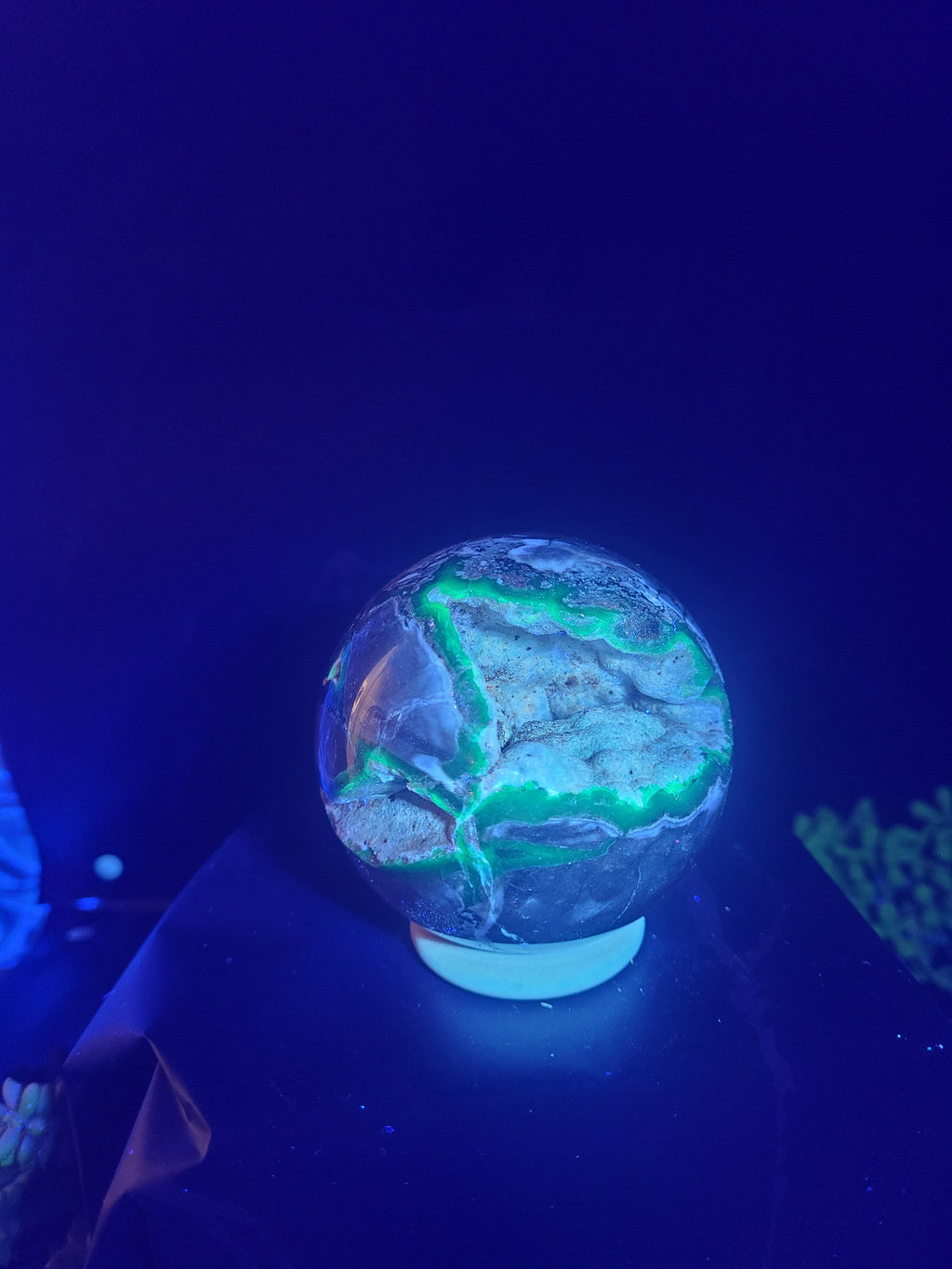 Volcano Agate UV Reactive Sphere | Natural Geode Crystal Sphere