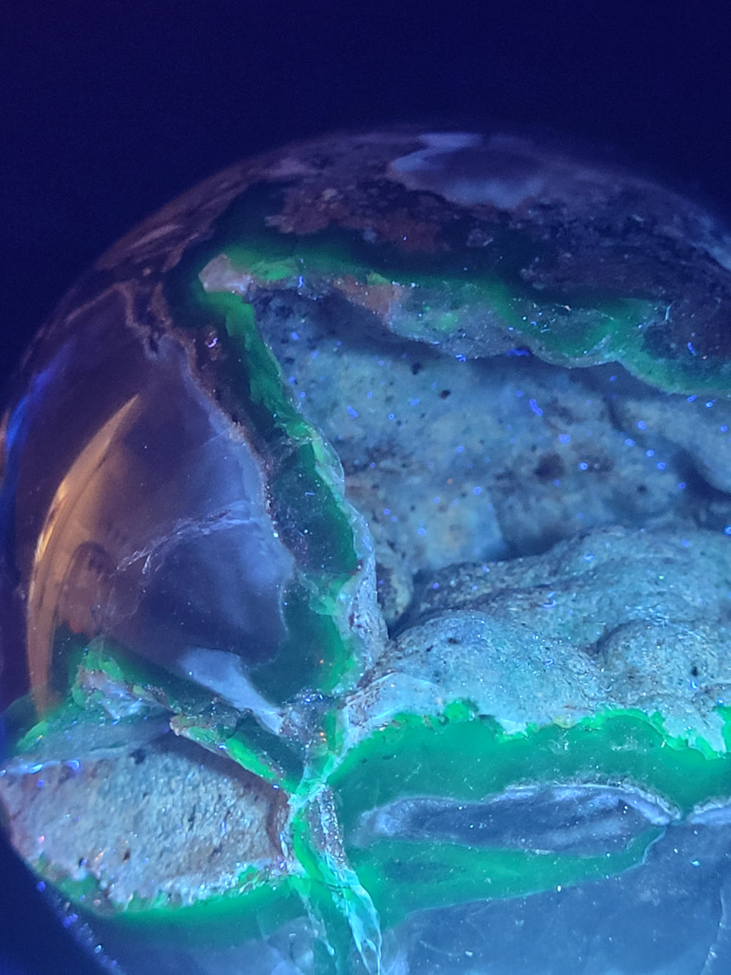 Volcano Agate UV Reactive Sphere | Natural Geode Crystal Sphere