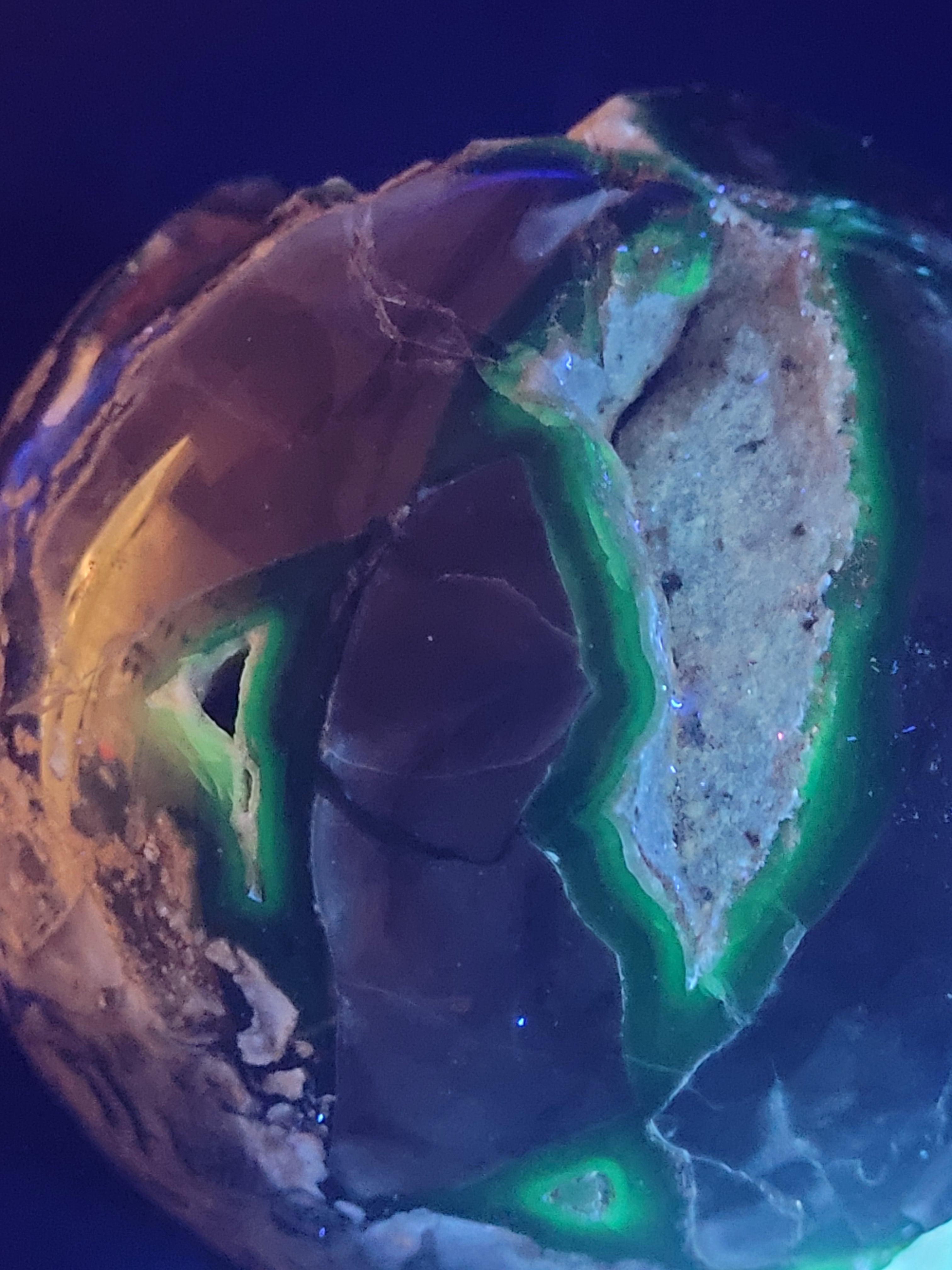 Volcano Agate UV Reactive Sphere | Natural Geode Crystal Sphere