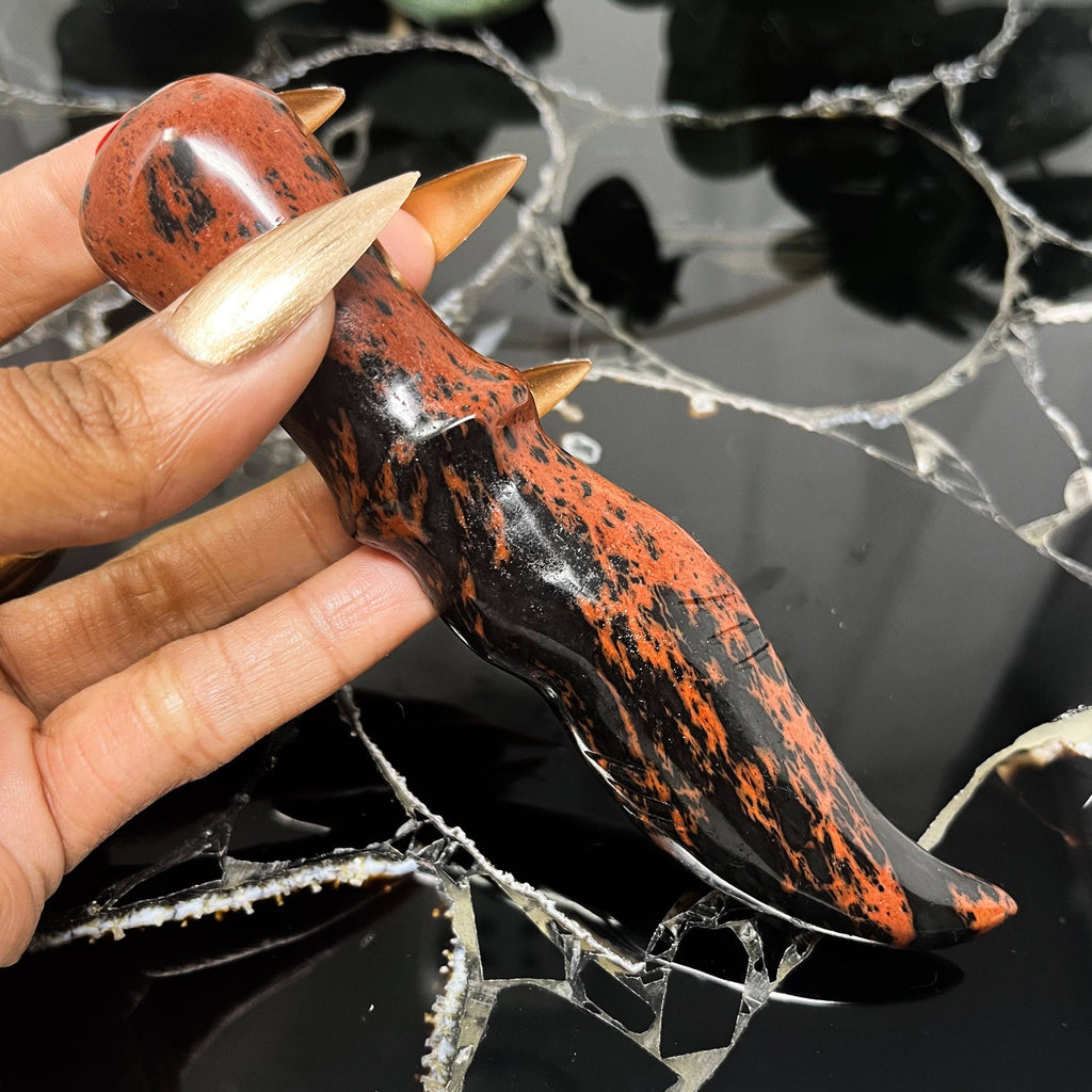 Mahogany Obsidian Athame Carving
