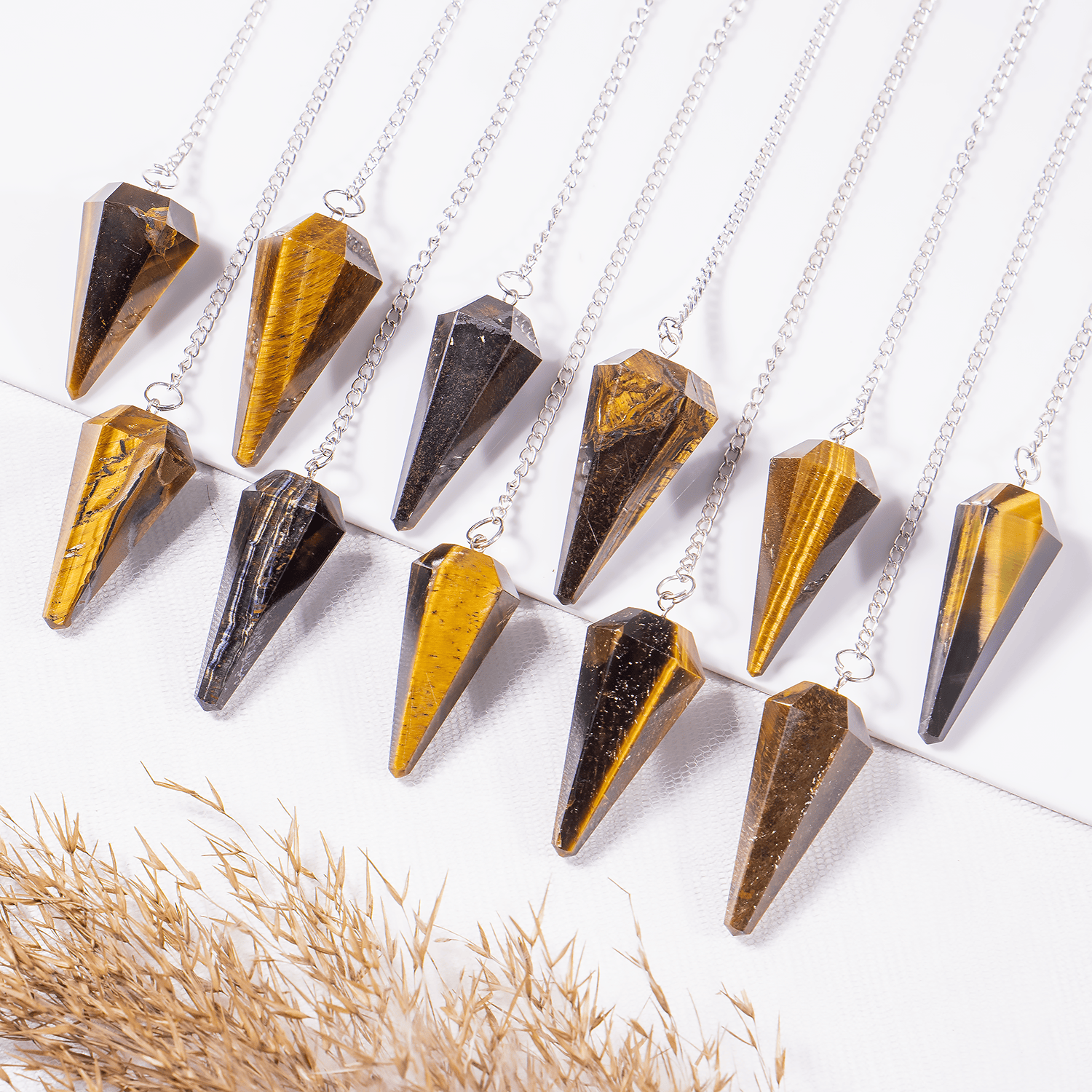 Tiger Eye Pendulum | Faceted Gemstone Dowsing Pendulum