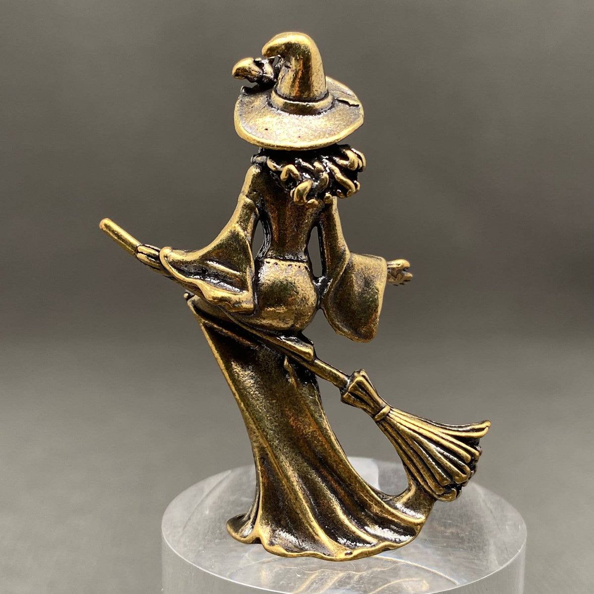 Small brass witch figurine ornament