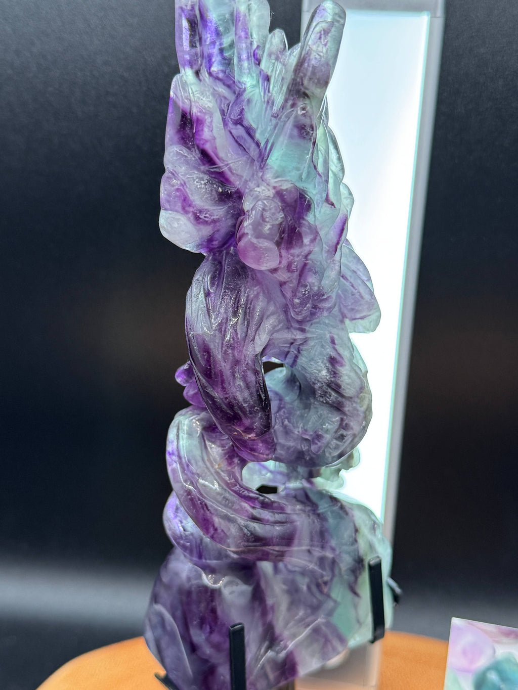 Rainbow Fluorite Eagle & Snake Carving