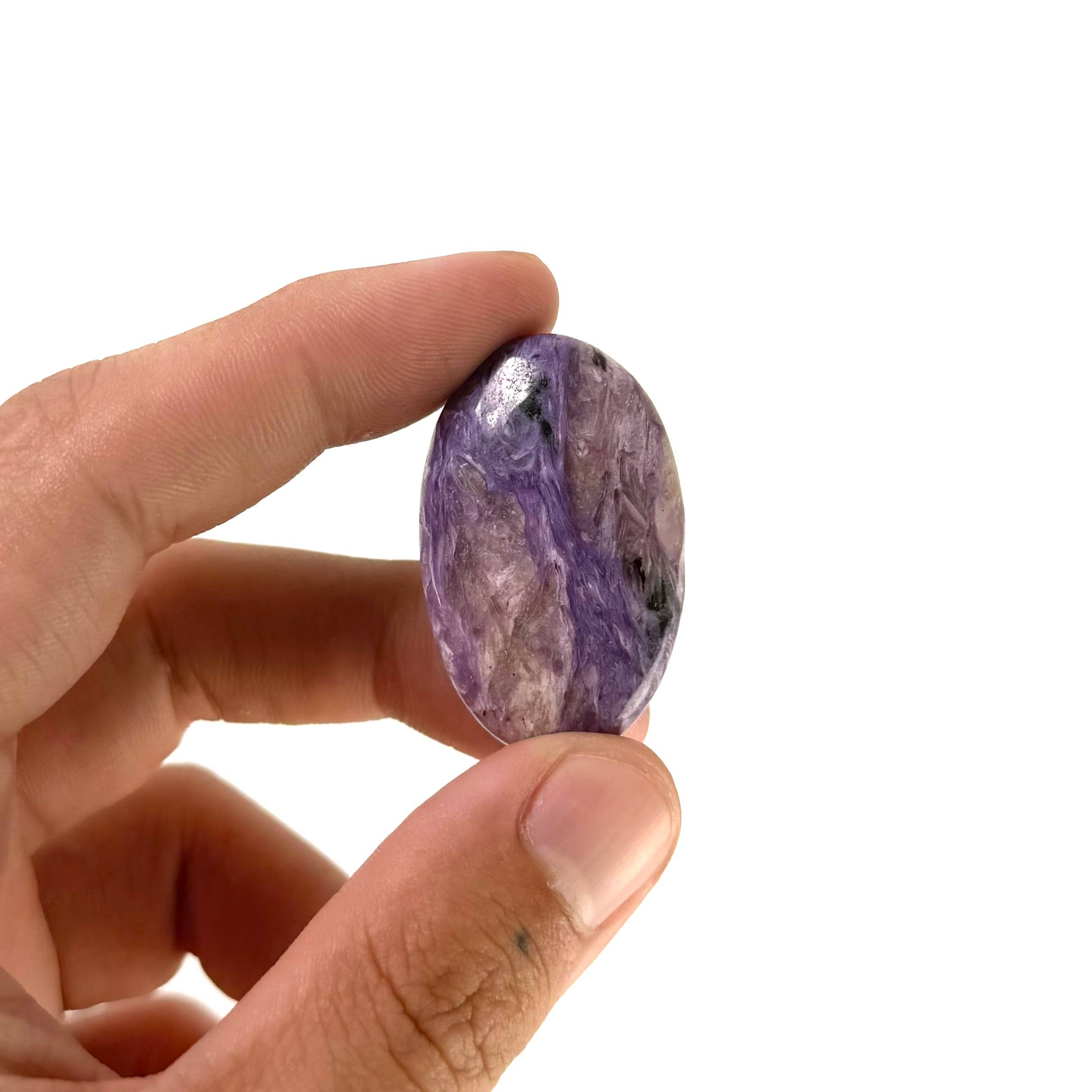 Charoite Mini Palm Stone | Polished Purple Charoite Pocket Crystal