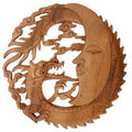 Moon & Dragon Hand-Carved Wooden Wall Plaque | Celestial Decor