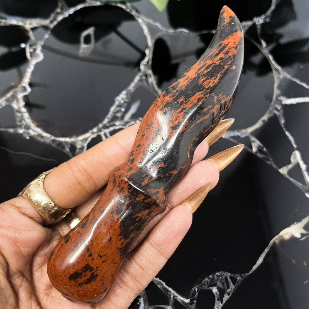 Mahogany Obsidian Athame Carving