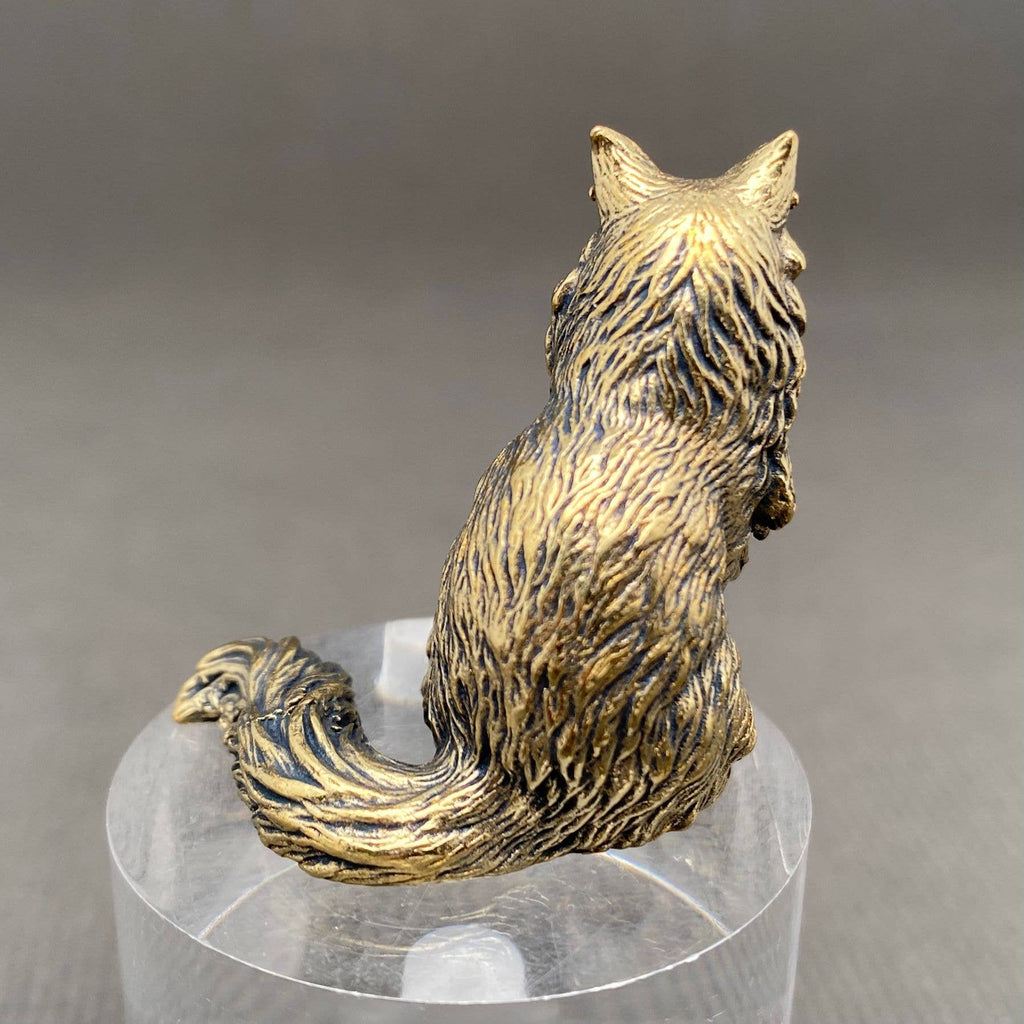 Brass cat figurine decorative curio