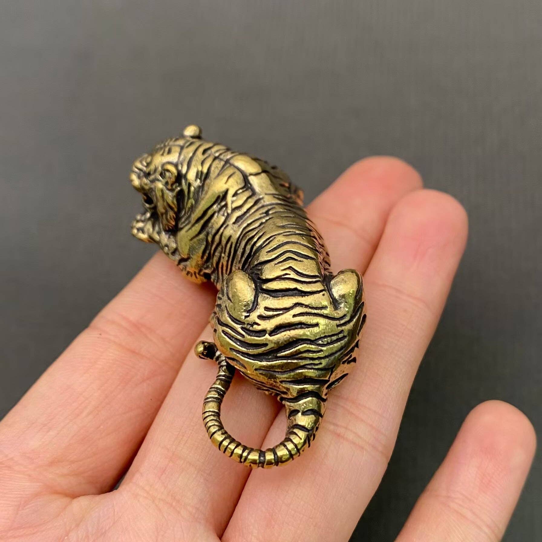 Solid Brass Resting Tiger Figurine