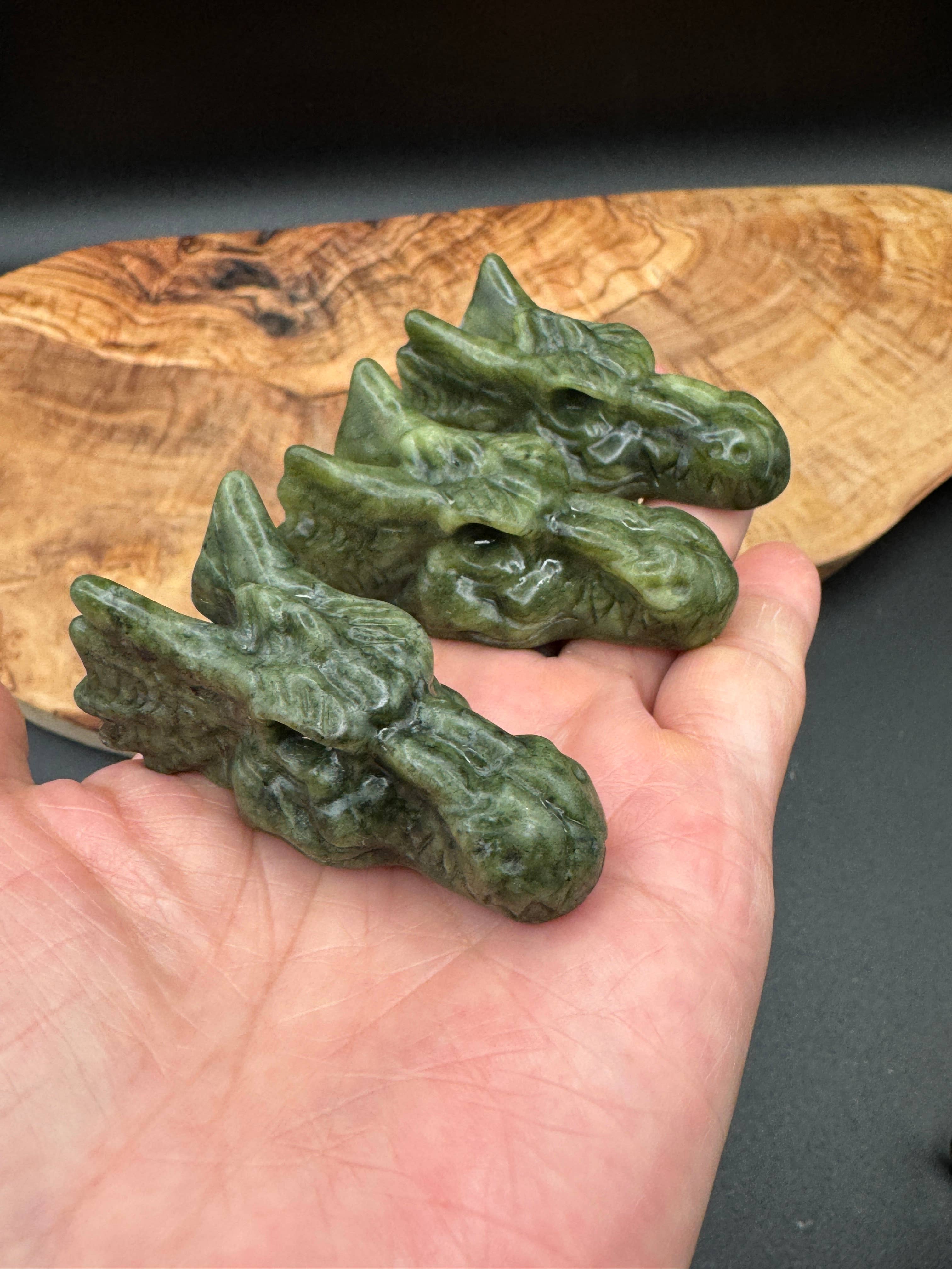 Serpentine Dragon Head Carving | 2.3" | Intuitively Chosen