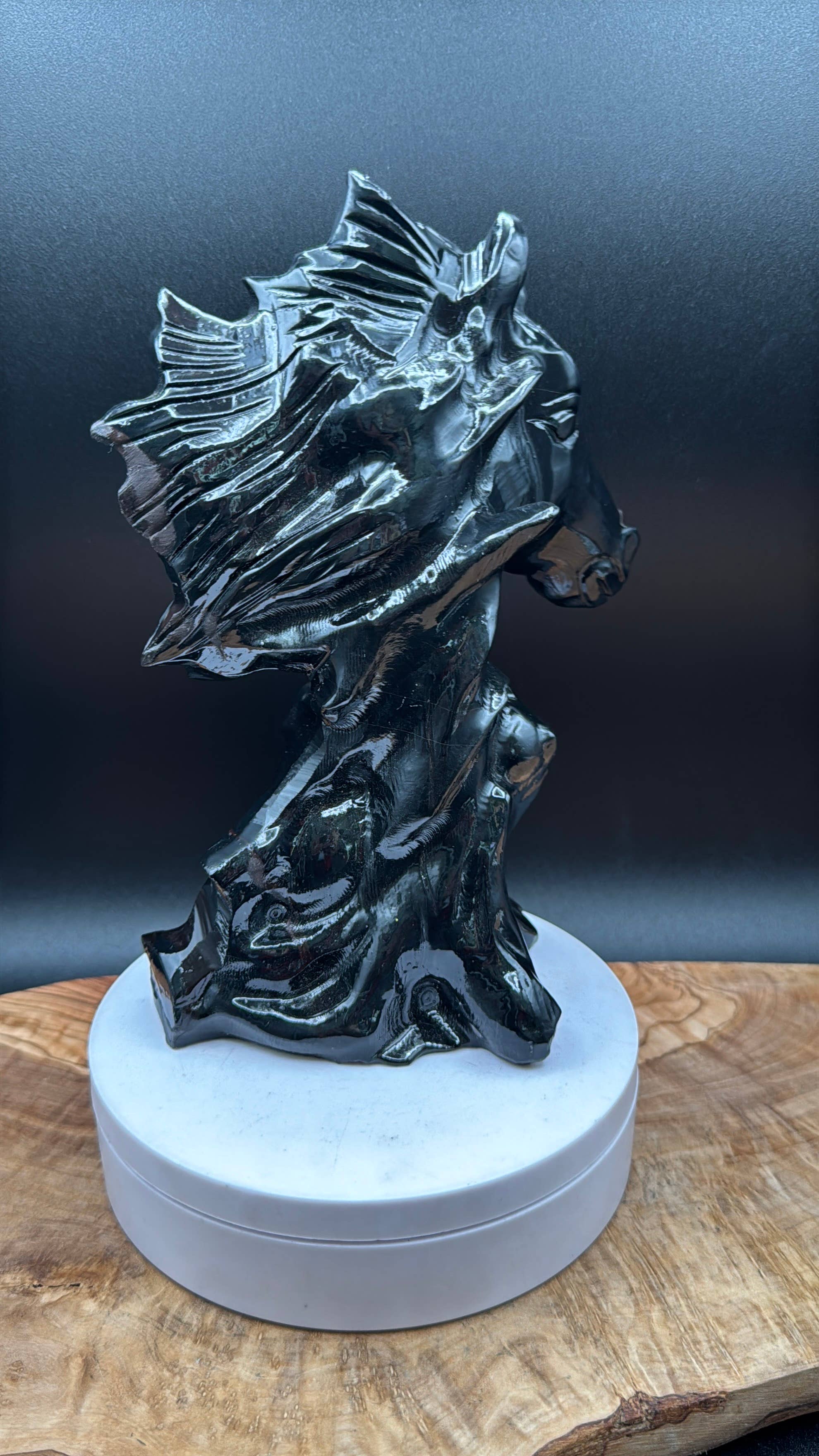 Black Jasper Horse Bust | Hand Carved