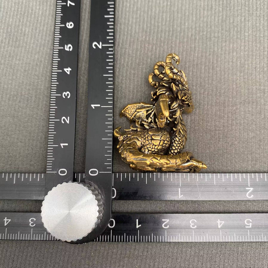 Miniature brass dragon decor figurine