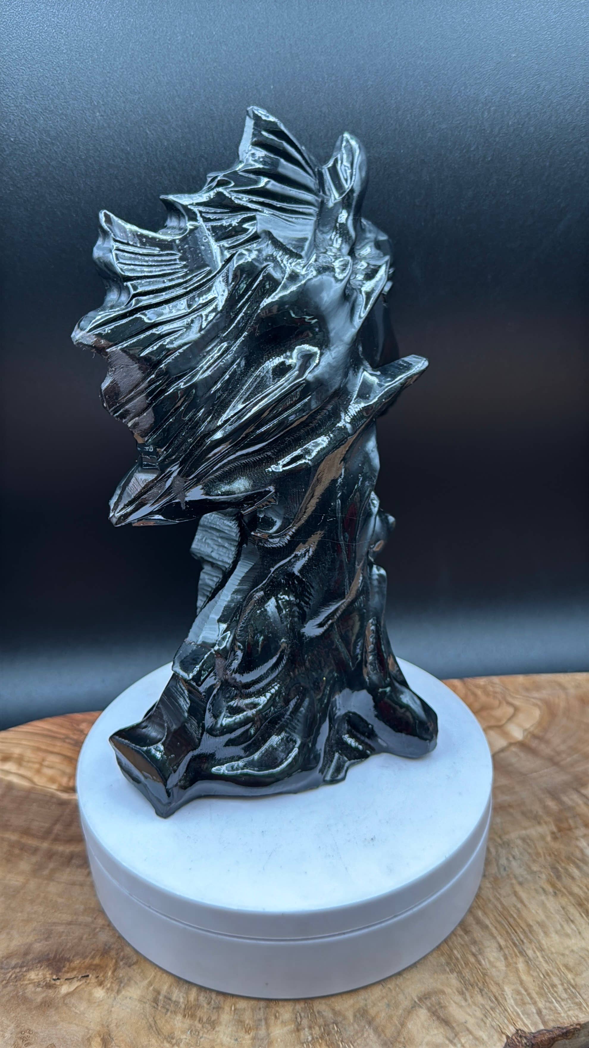 Black Jasper Horse Bust | Hand Carved