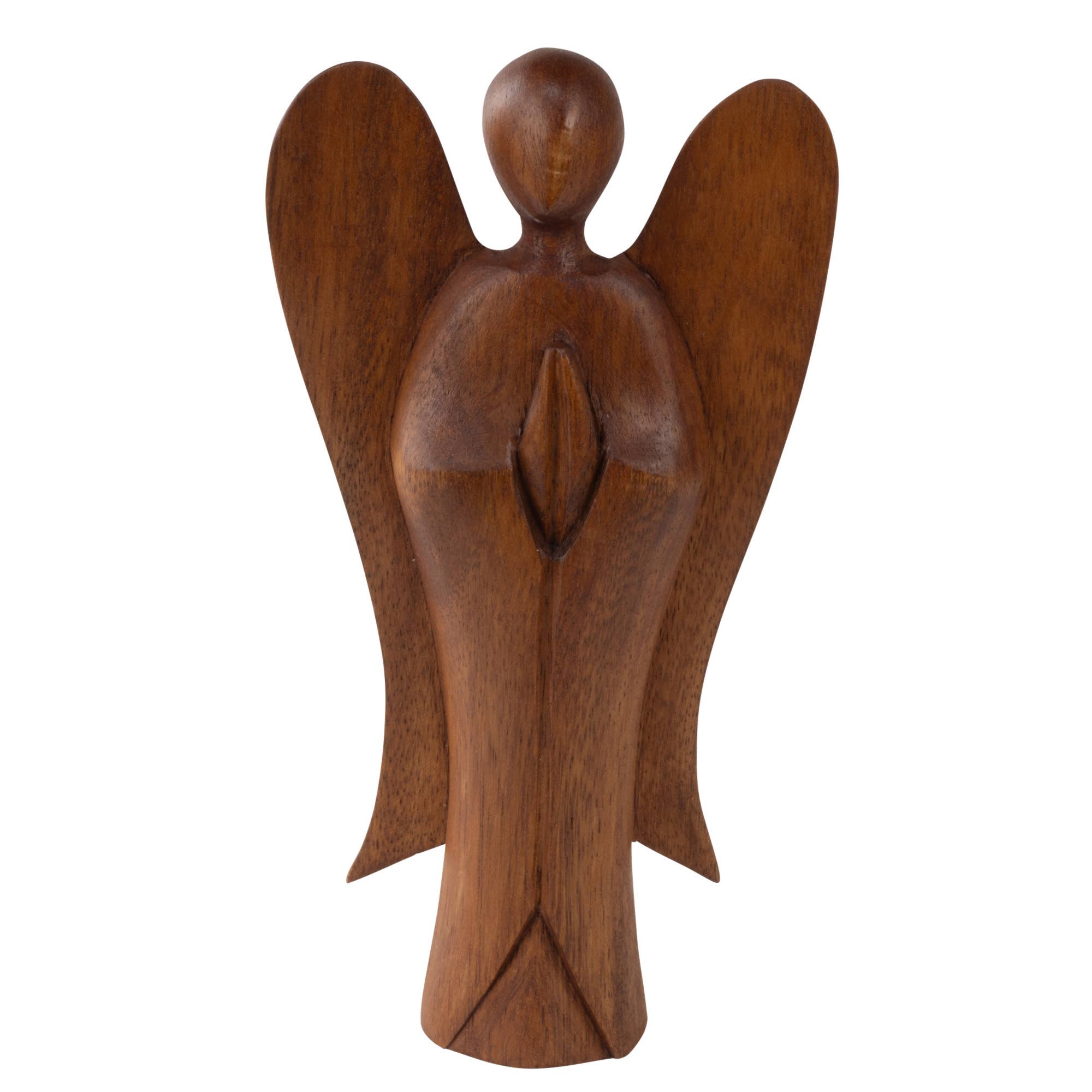 Hand-Carved Wooden Angel Figurine