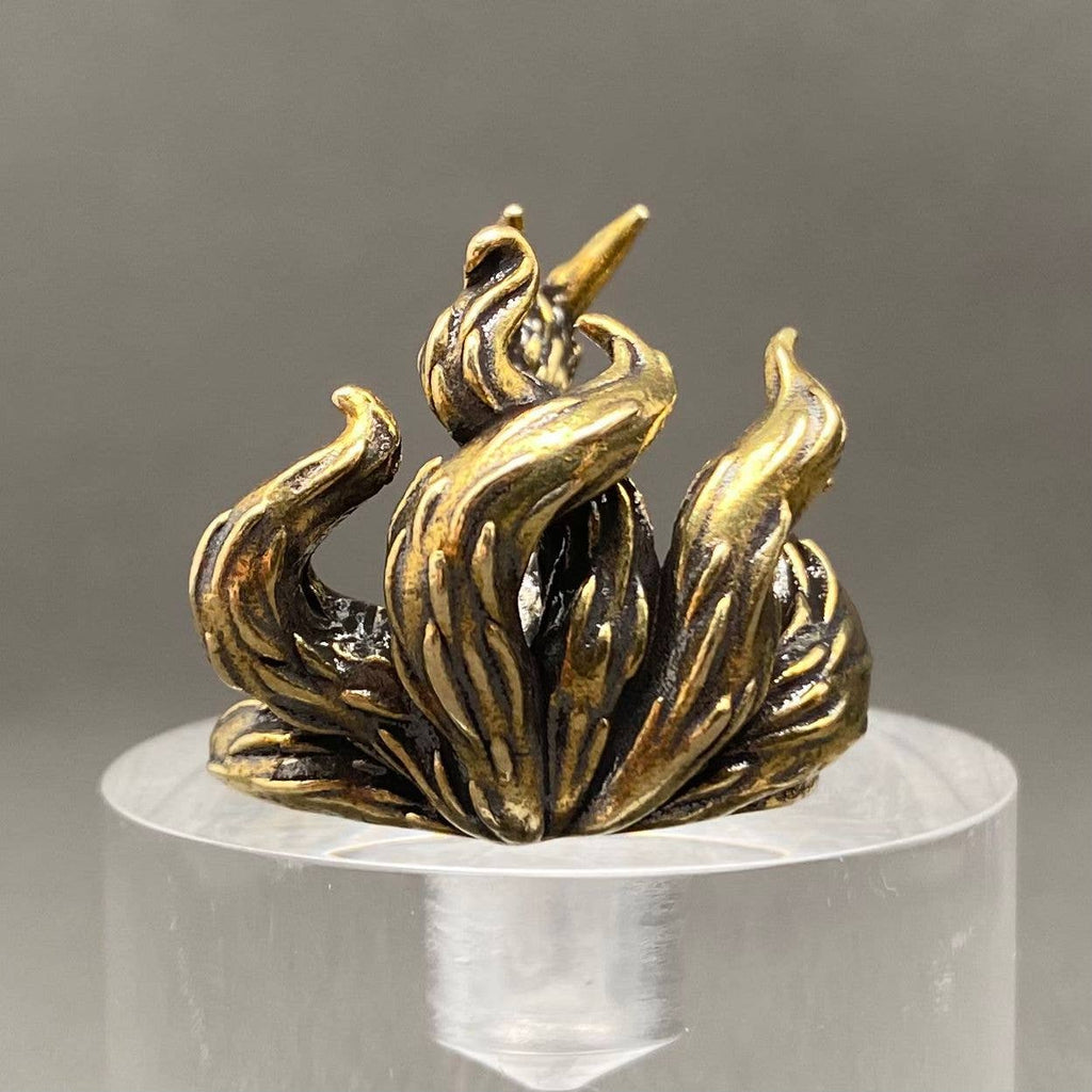 Solid Brass Nine-Tailed Fox Figurine
