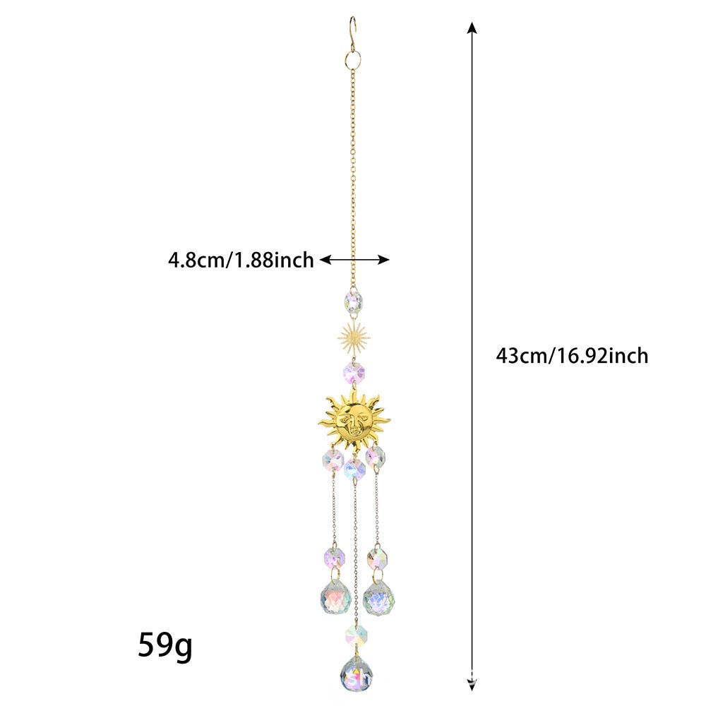 Metal Sun or  Moon Crystal Home Hangings