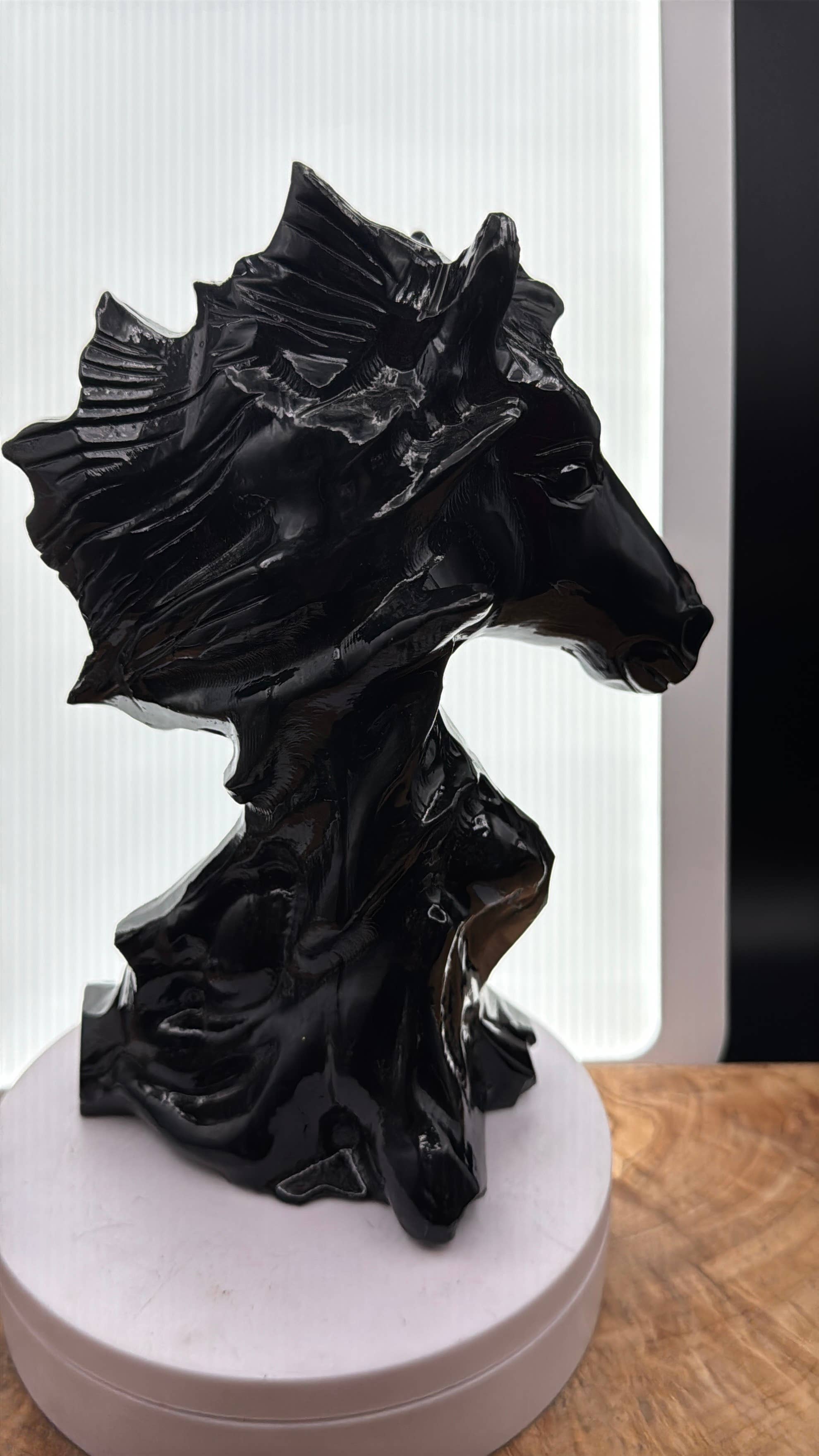 Black Jasper Horse Bust | Hand Carved