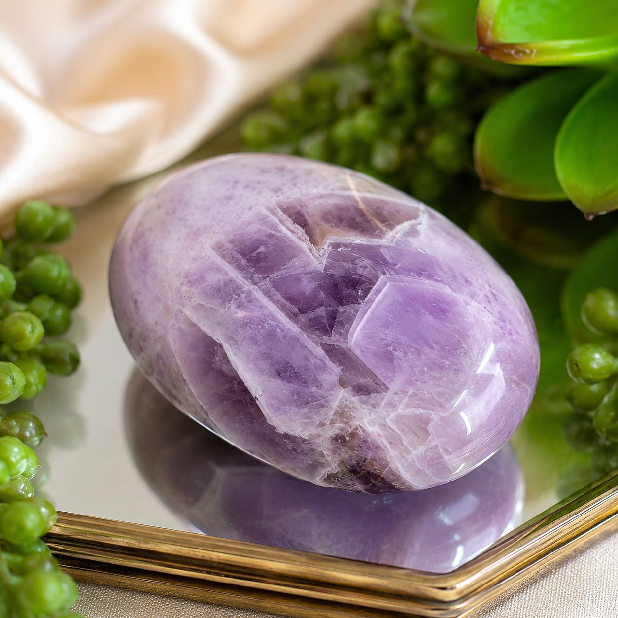 Chevron Amethyst Palm Stone | Exact Stone Pictured | Polished Amethyst Worry Stone | One-of-a-Kind Crystal Palm Stone