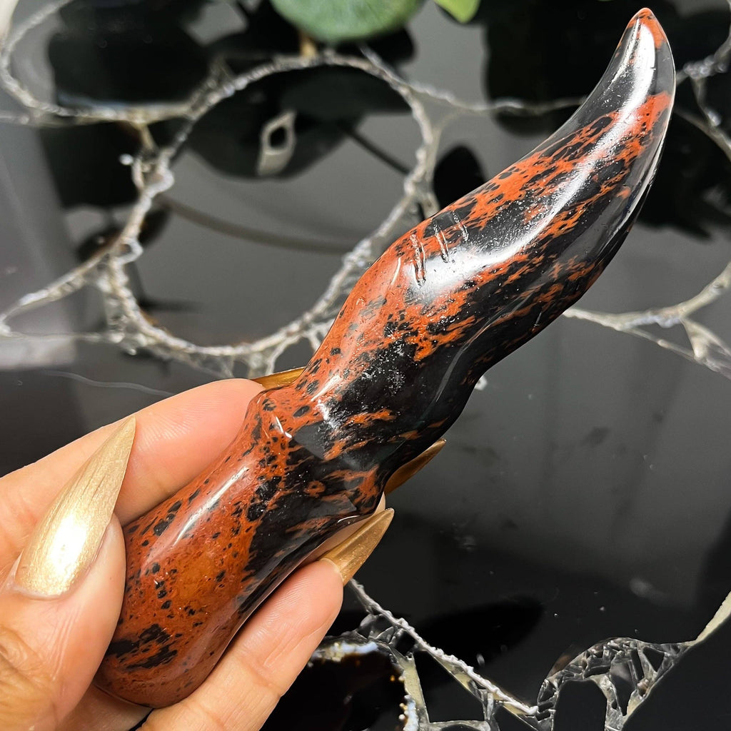 Mahogany Obsidian Athame Carving