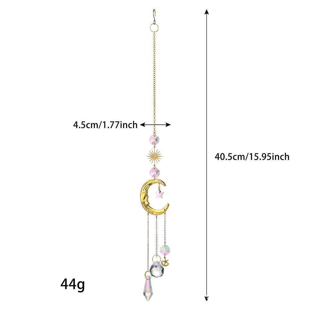 Metal Sun or  Moon Crystal Home Hangings