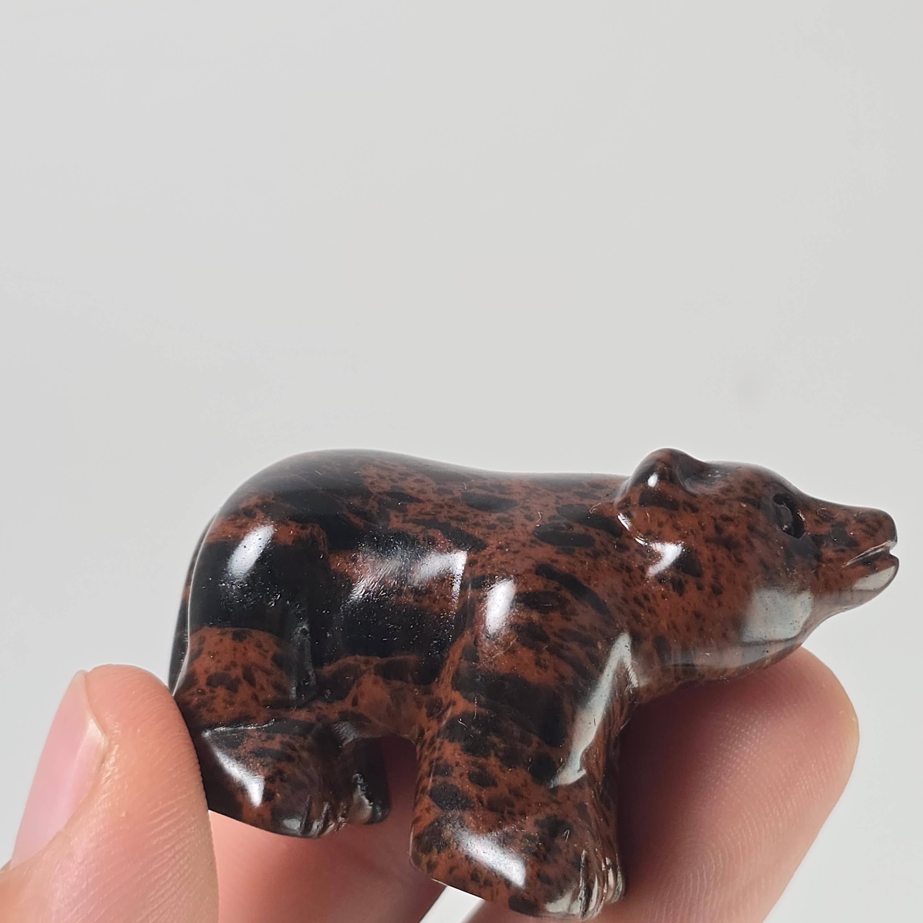 Mahogany Obsidian Bear Carving | Crystal Animal Figurine | Intuitively Chosen