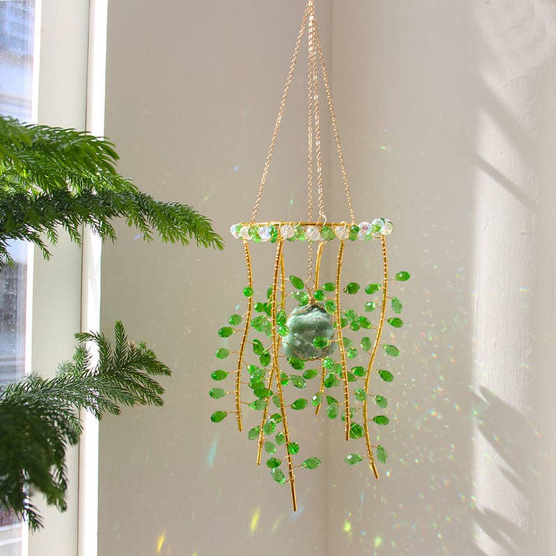 Green Plants Crystal Hanging  Suncatcher