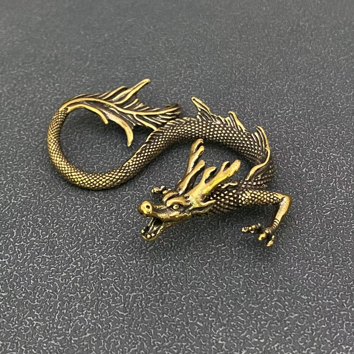 Miniature brass Chinese dragon figurine