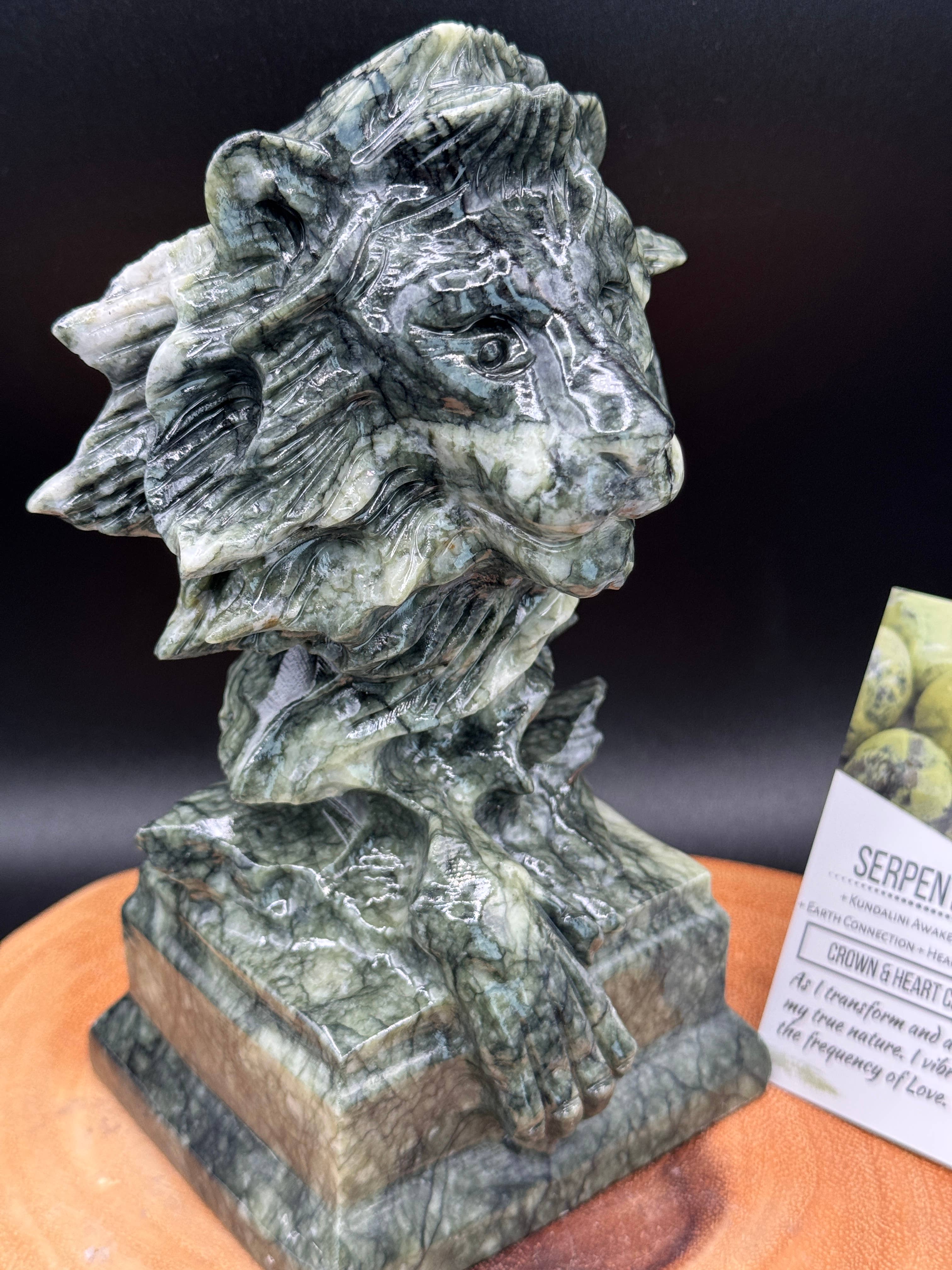 Serpentine Lion Carving 3.7lbs