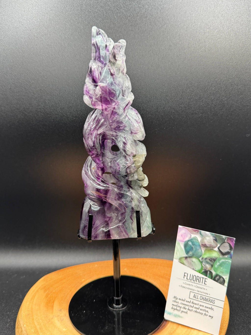 Rainbow Fluorite Eagle & Snake Carving