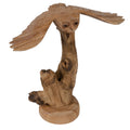 Hand-Carved Flying Owl Wooden Sculpture | Woodland Decor