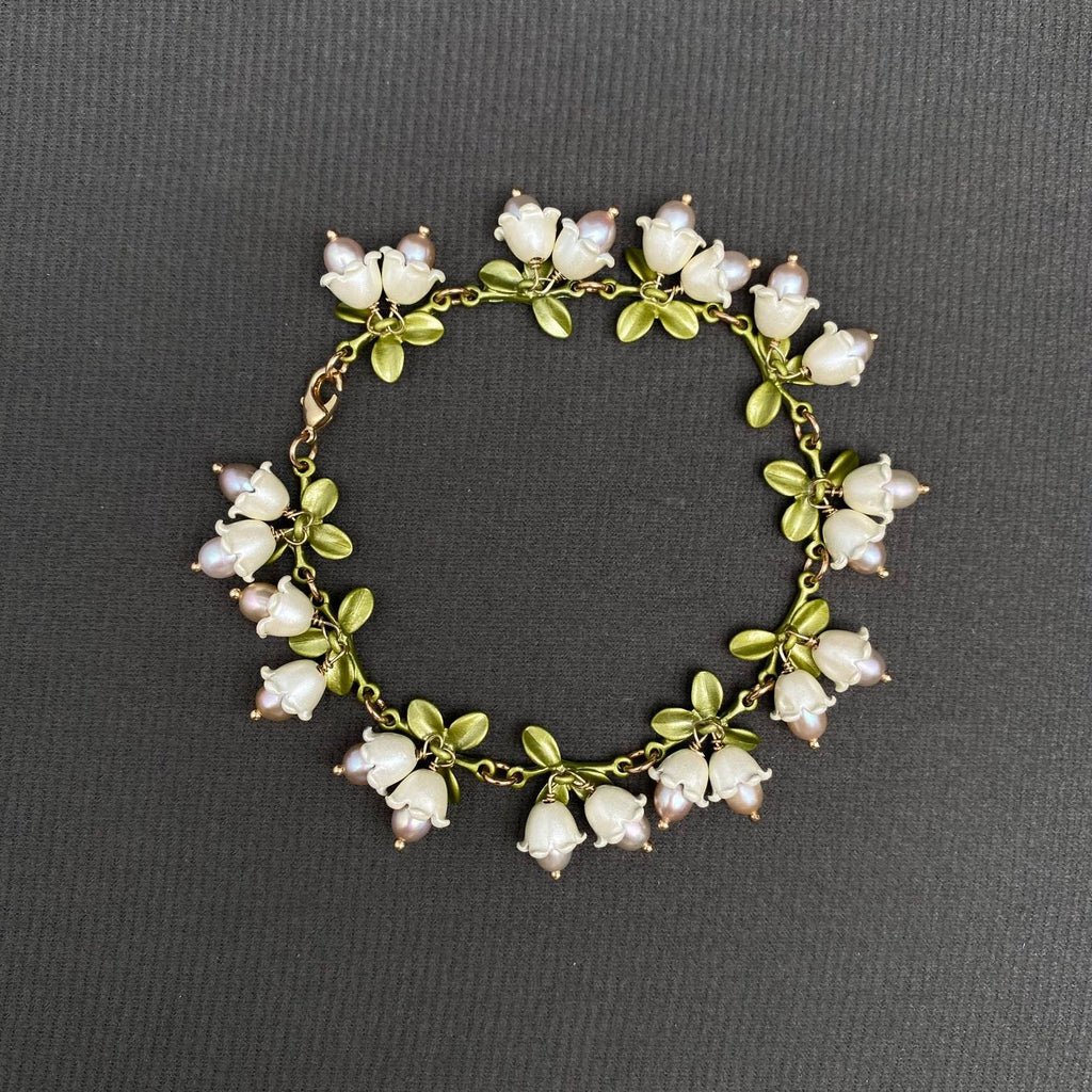 Freshwater pearl lily of the valley bracelet