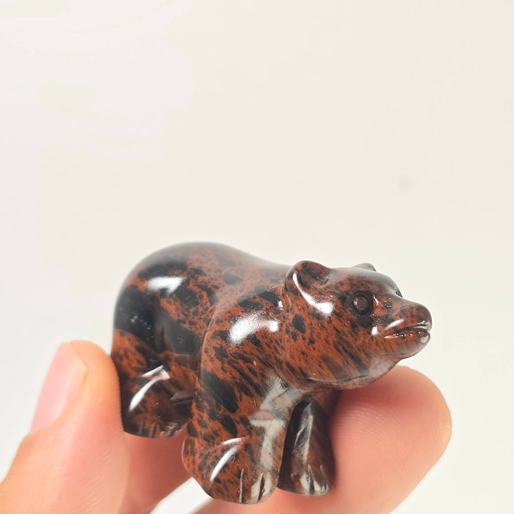 Mahogany Obsidian Bear Carving | Crystal Animal Figurine | Intuitively Chosen