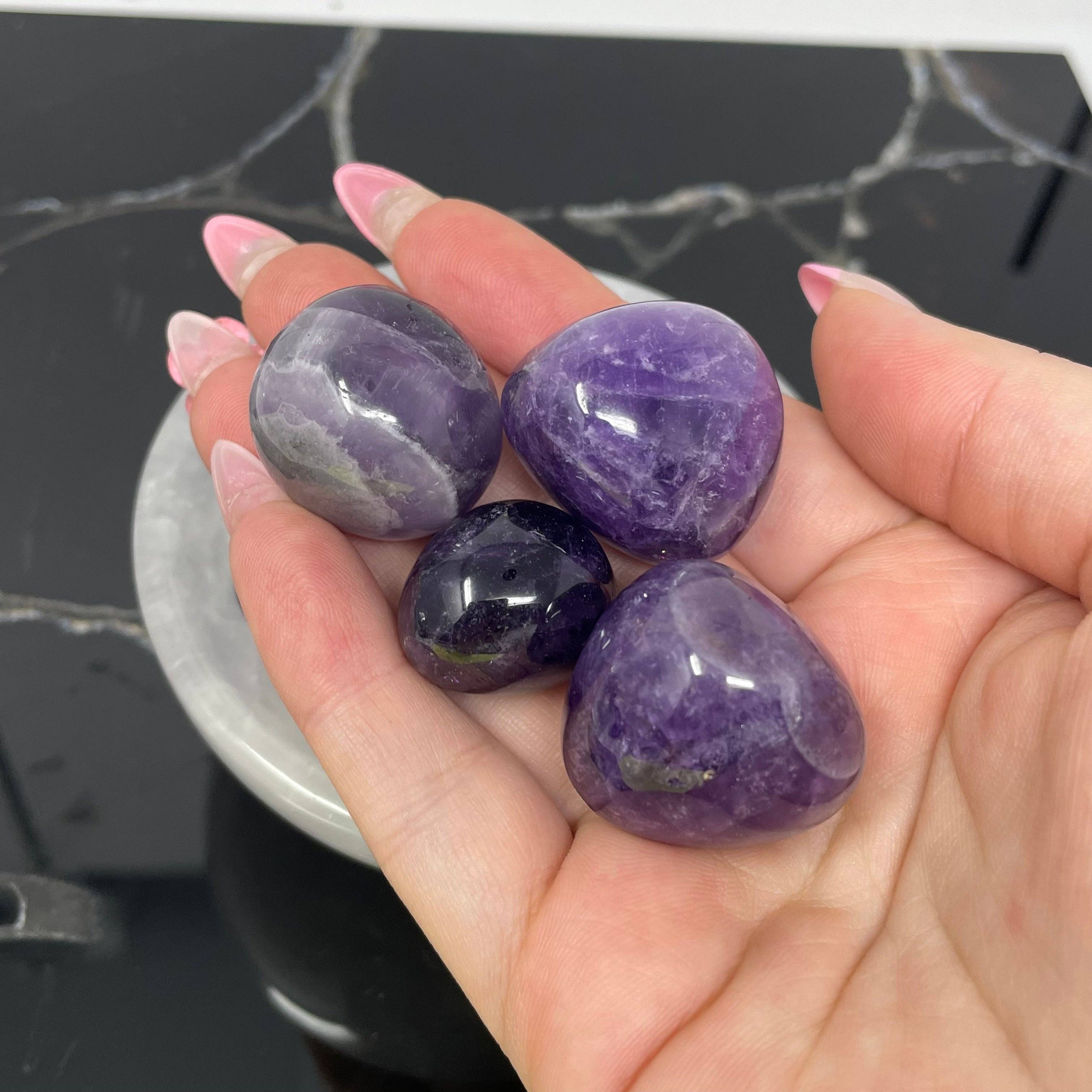 Chevron Amethyst Tumble Stone