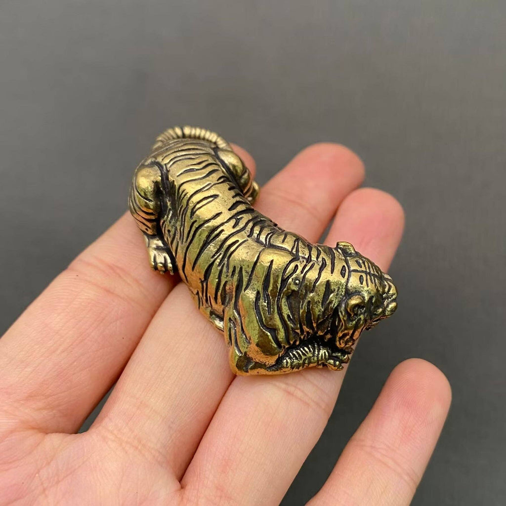 Solid Brass Resting Tiger Figurine