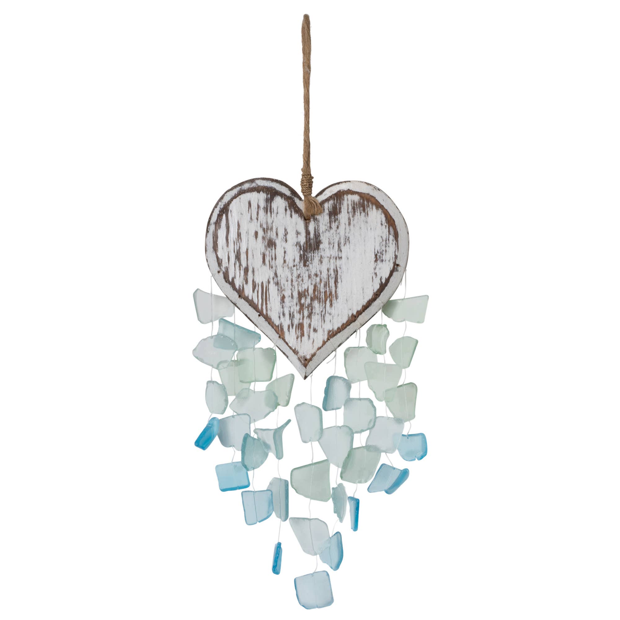 Sea Glass Heart Wind Chime
