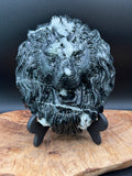 Jasper Leo Lion head carving w/ stand 4.3 lb